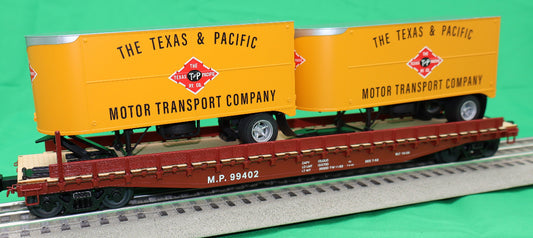 Lionel 2426750 - 50' Flatcar "Texas & Pacific" w/ 20' Trailers #99402 - MrMuffin'sTrains