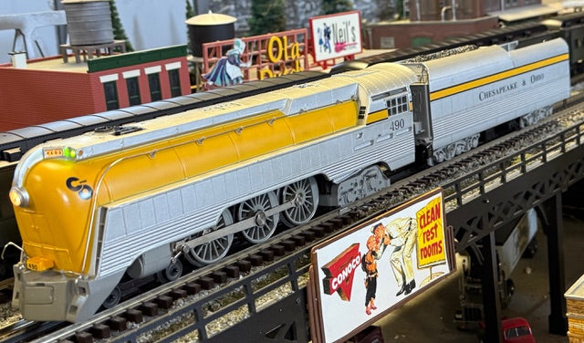 Rail King 30-1412-1 Chesapeake & Ohio 4-6-4 Streamlined Hudson Steam Engine w/ PS2-Second hand-M6173
