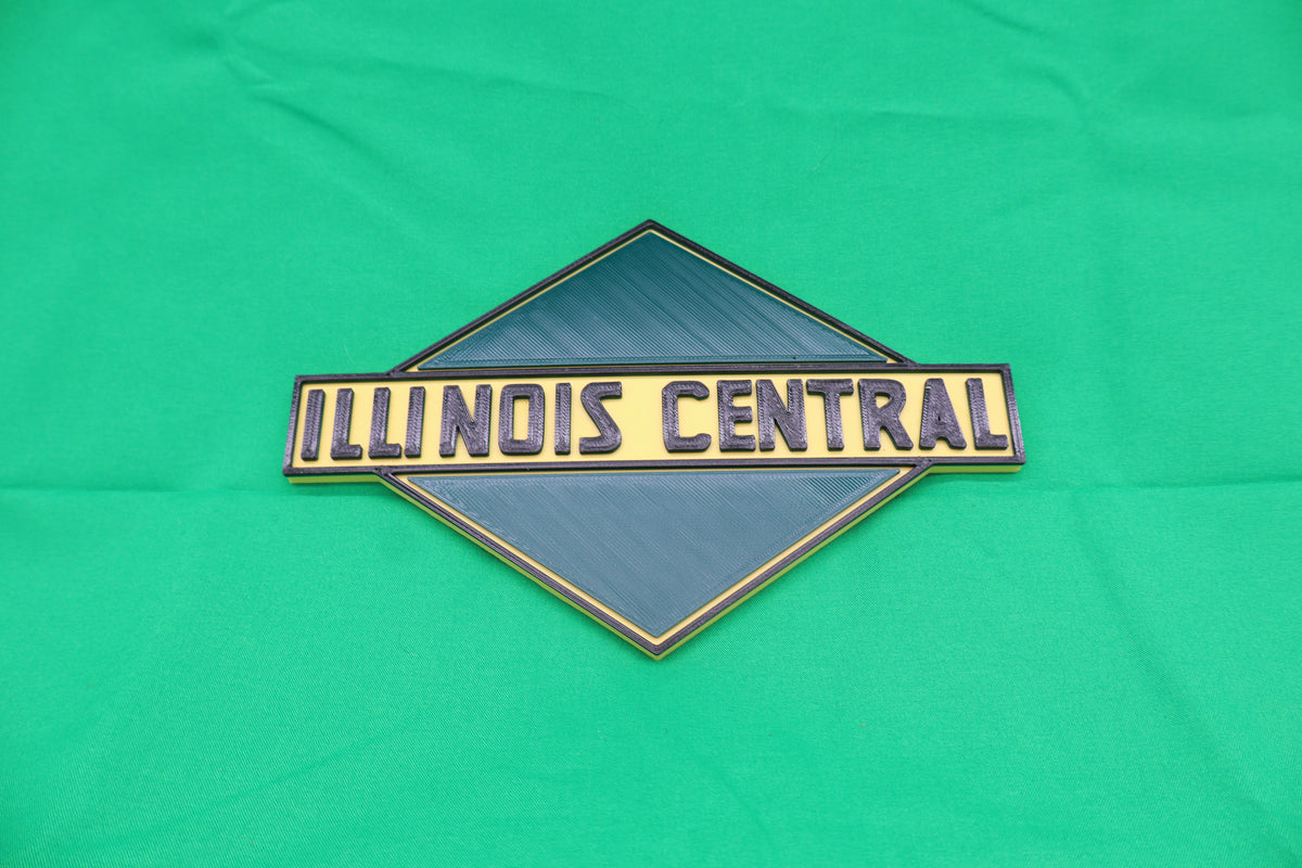 Trackside 3D #14 - 3D Printed Railroad Signs "Illinois Central" (Dark)