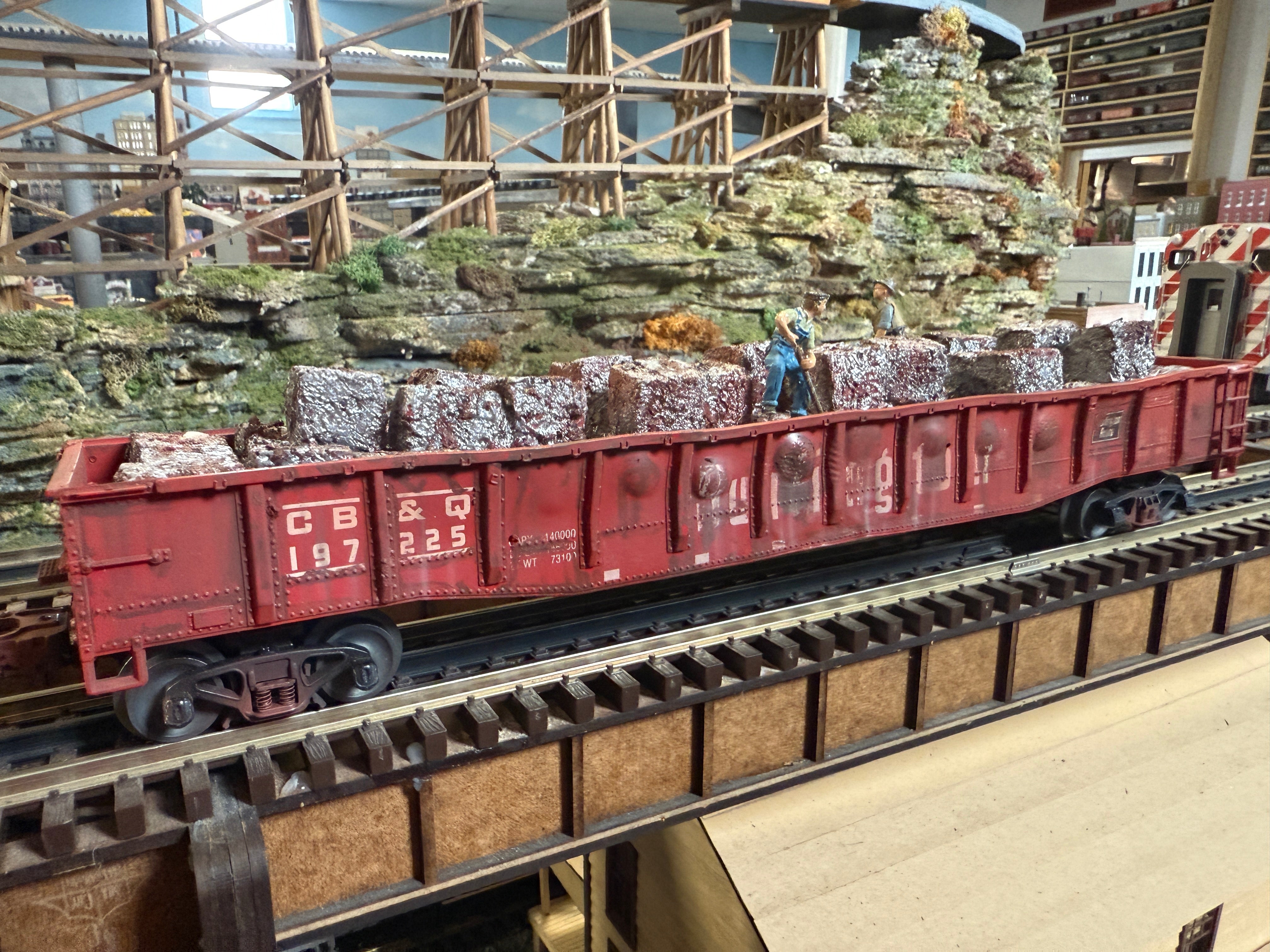 Lionel? CB&Q Gondola - weathered and detialed by Harry Hieke