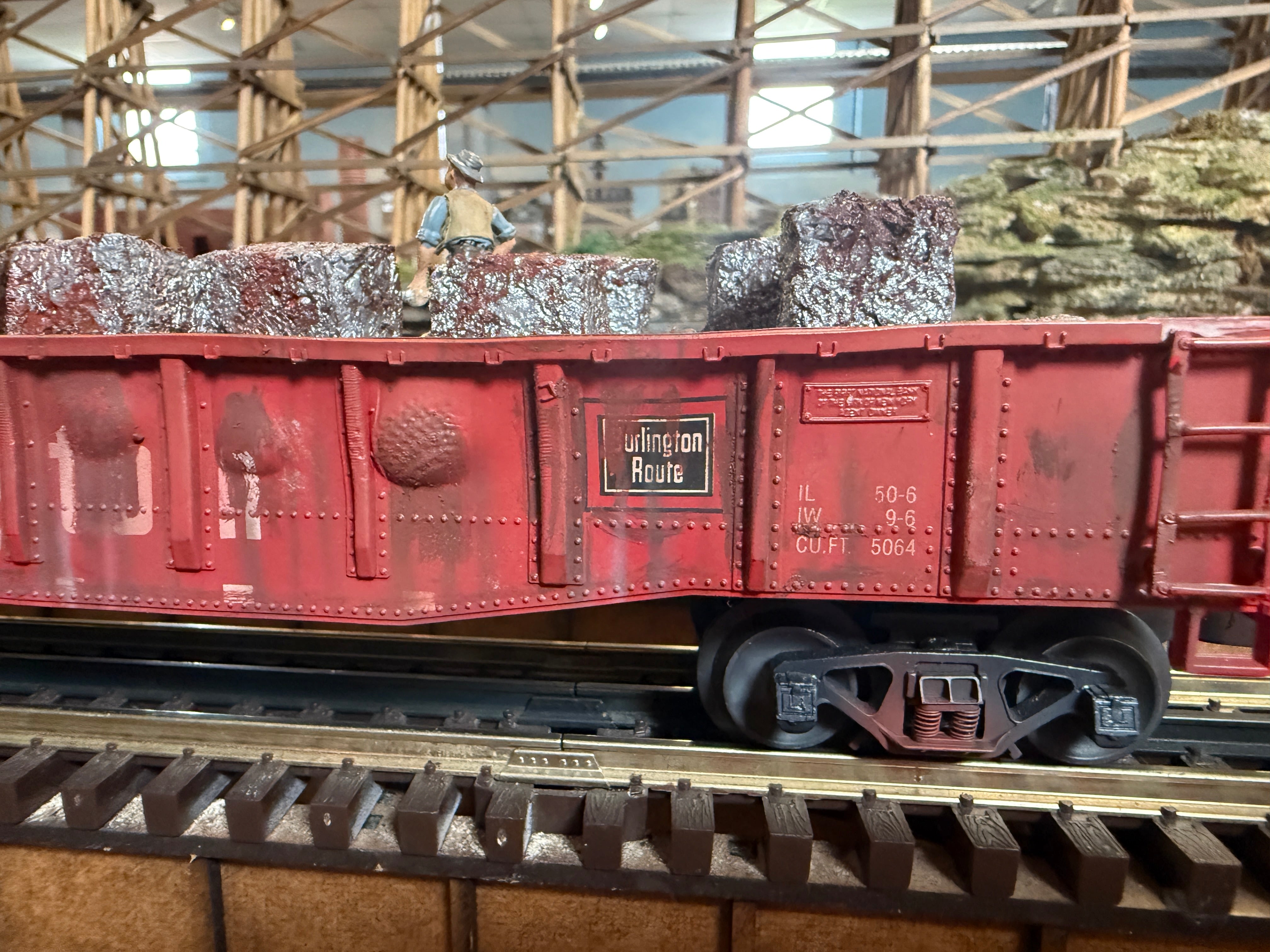 Lionel? CB&Q Gondola - weathered and detialed by Harry Hieke