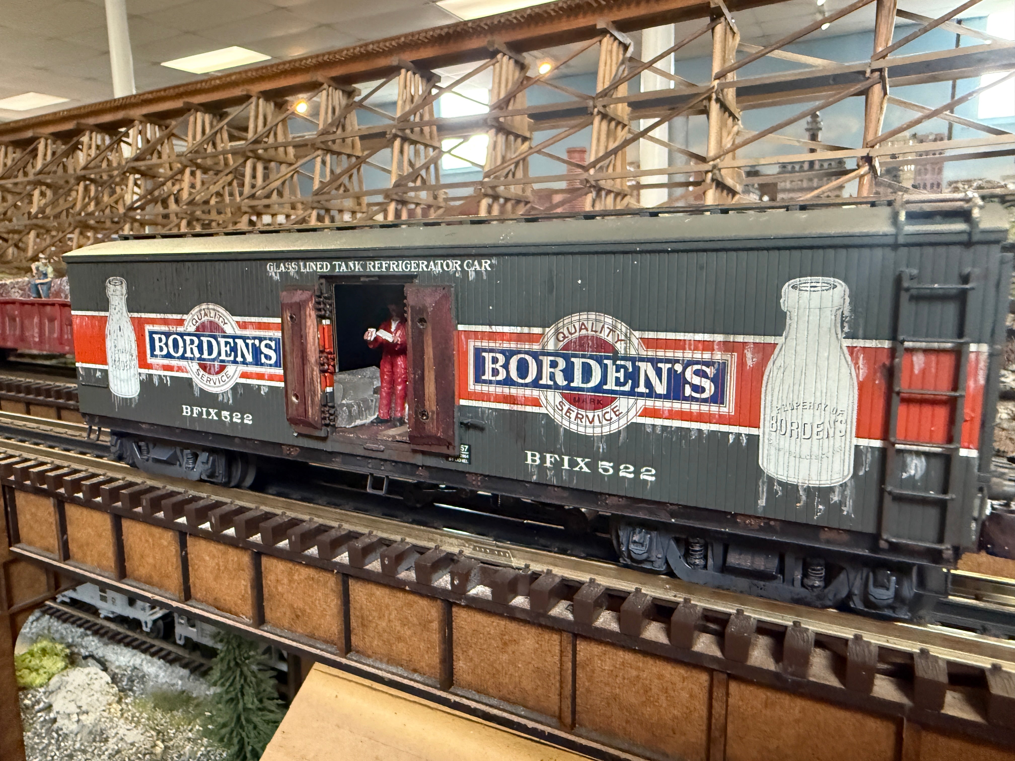 Lionel 6-17357 Borden's Milk Car - weathered and detialed by Harry Hieke