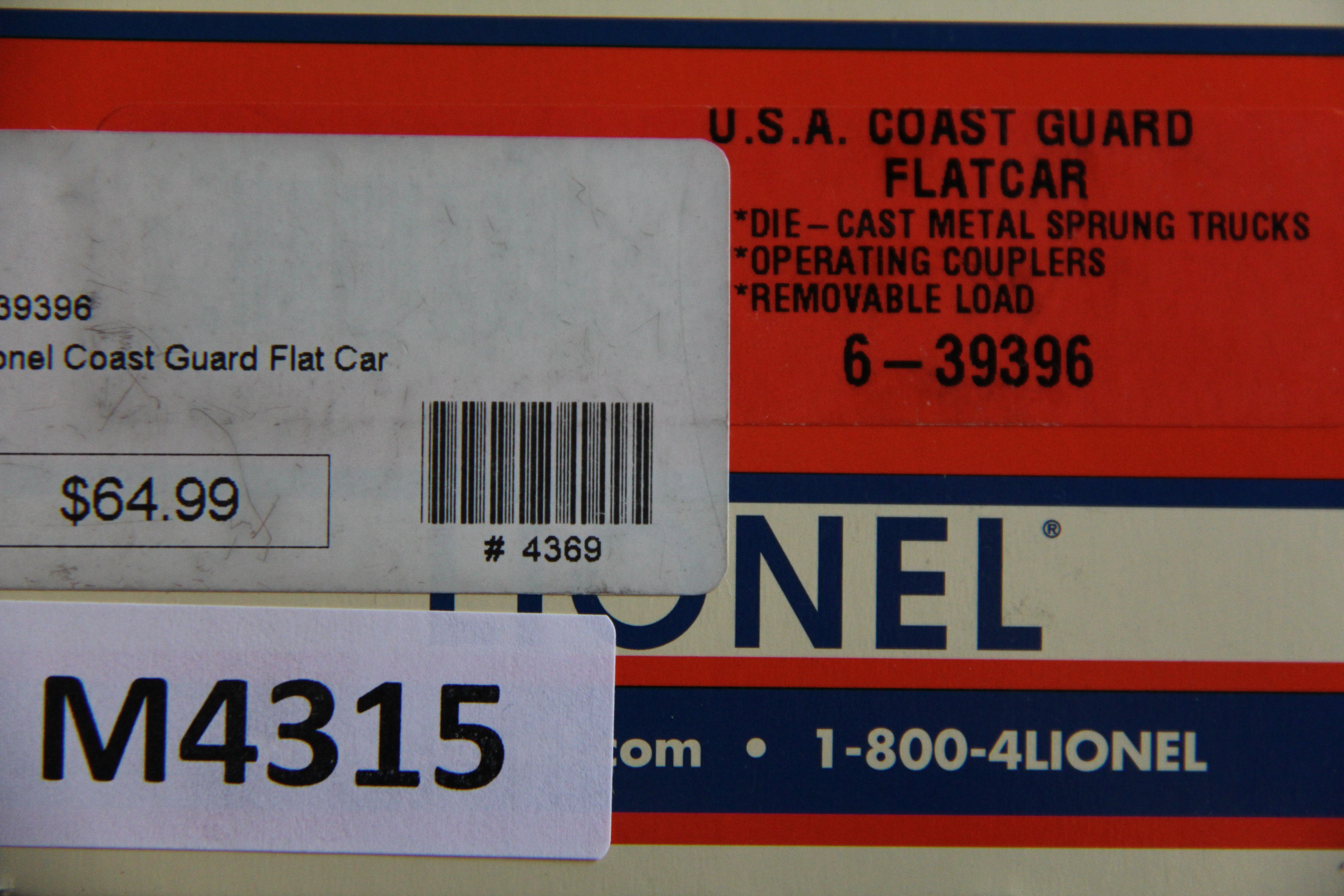 Lionel 6-39396 U.S.A Coast Guard Flatcar-Second hand-M4315