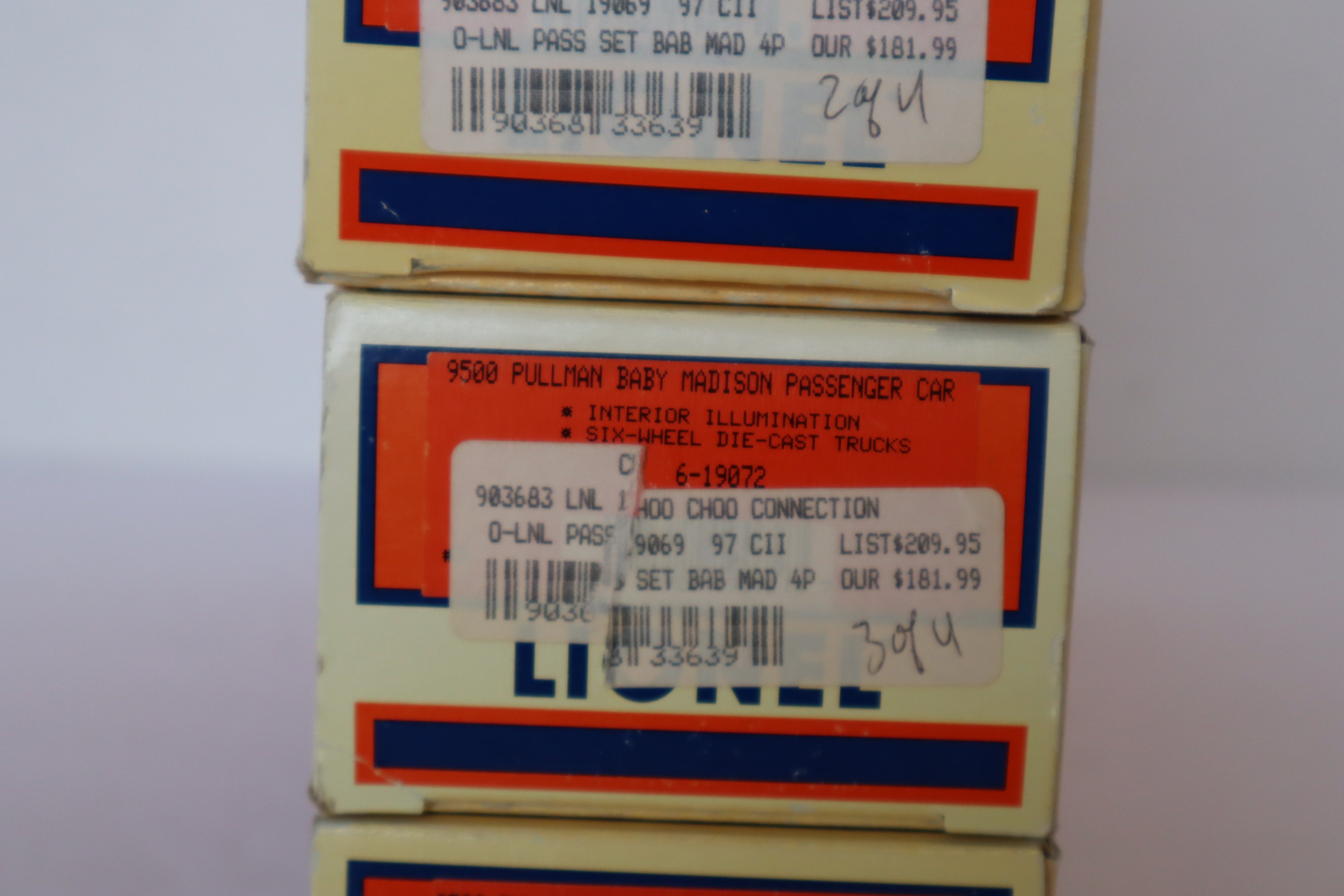 Lionel 6-19070 -9501 Pullman Baby Madison Passenger Set of 4-Second hand-M7830