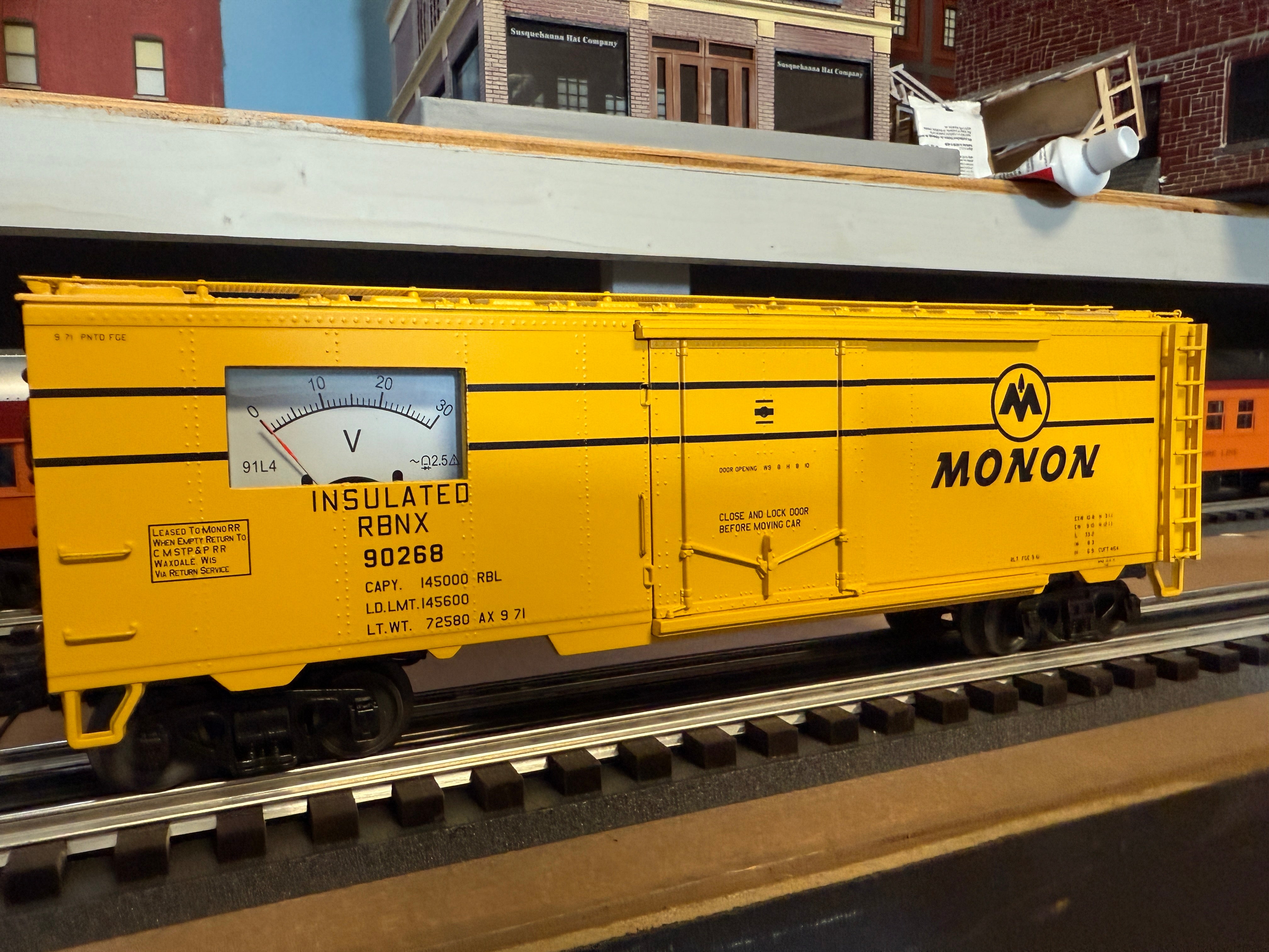 MTH 20-94758 - 40’ Steel Sided Reefer Power Meter Car "Monon" #90268 - Custom Run for MrMuffin'sTrains