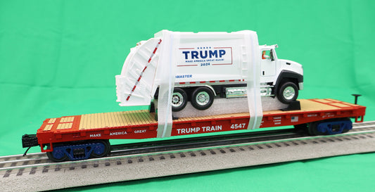 MTH 20-95796 - RailKing - Flat Car  "Donald J. Trump" #4547 w/ Garbage Truck