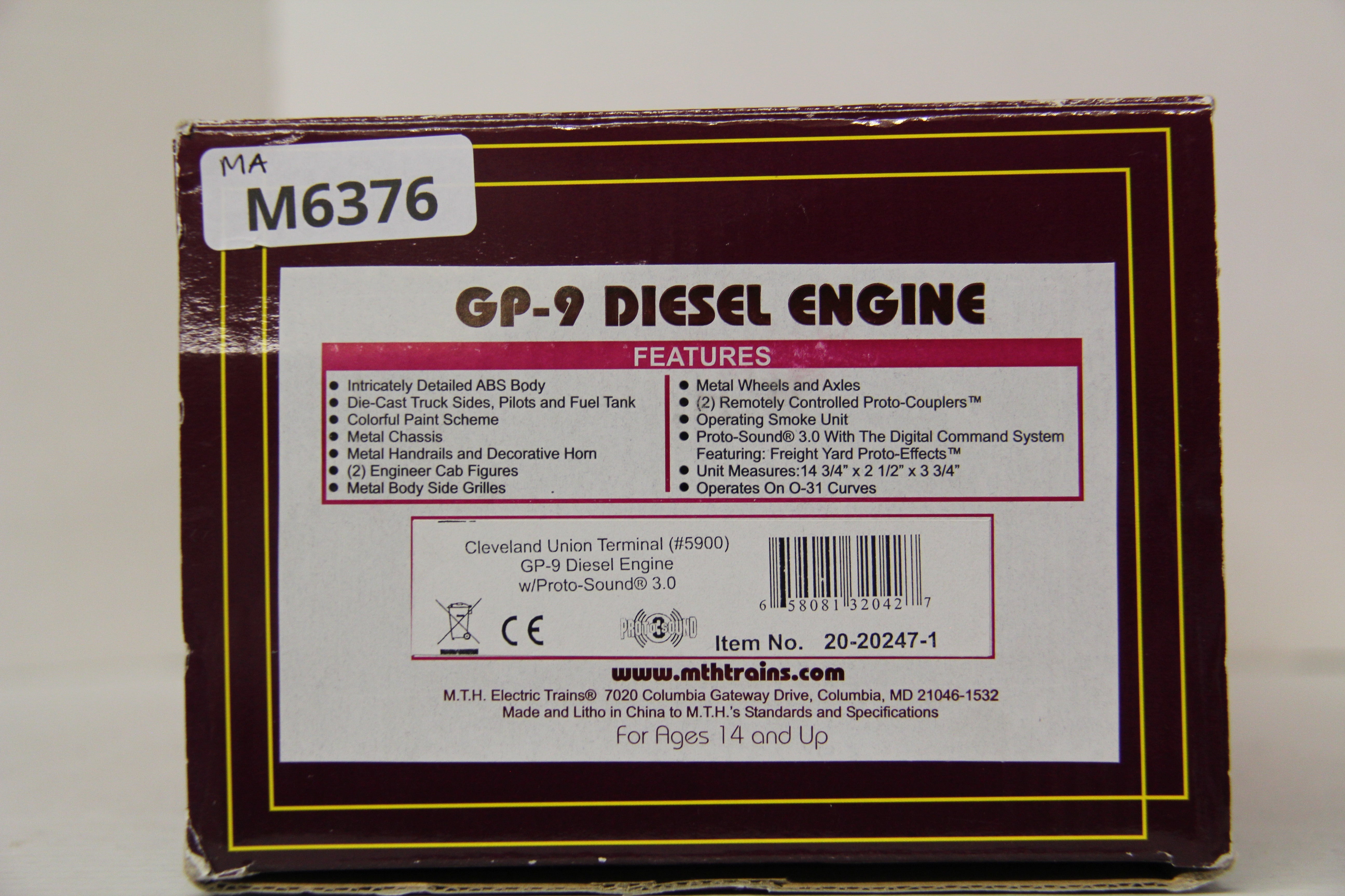 MTH 20-20247-1 Cleveland Union Terminal GP-9 Diesel Engine #5900-Second hand-M6376