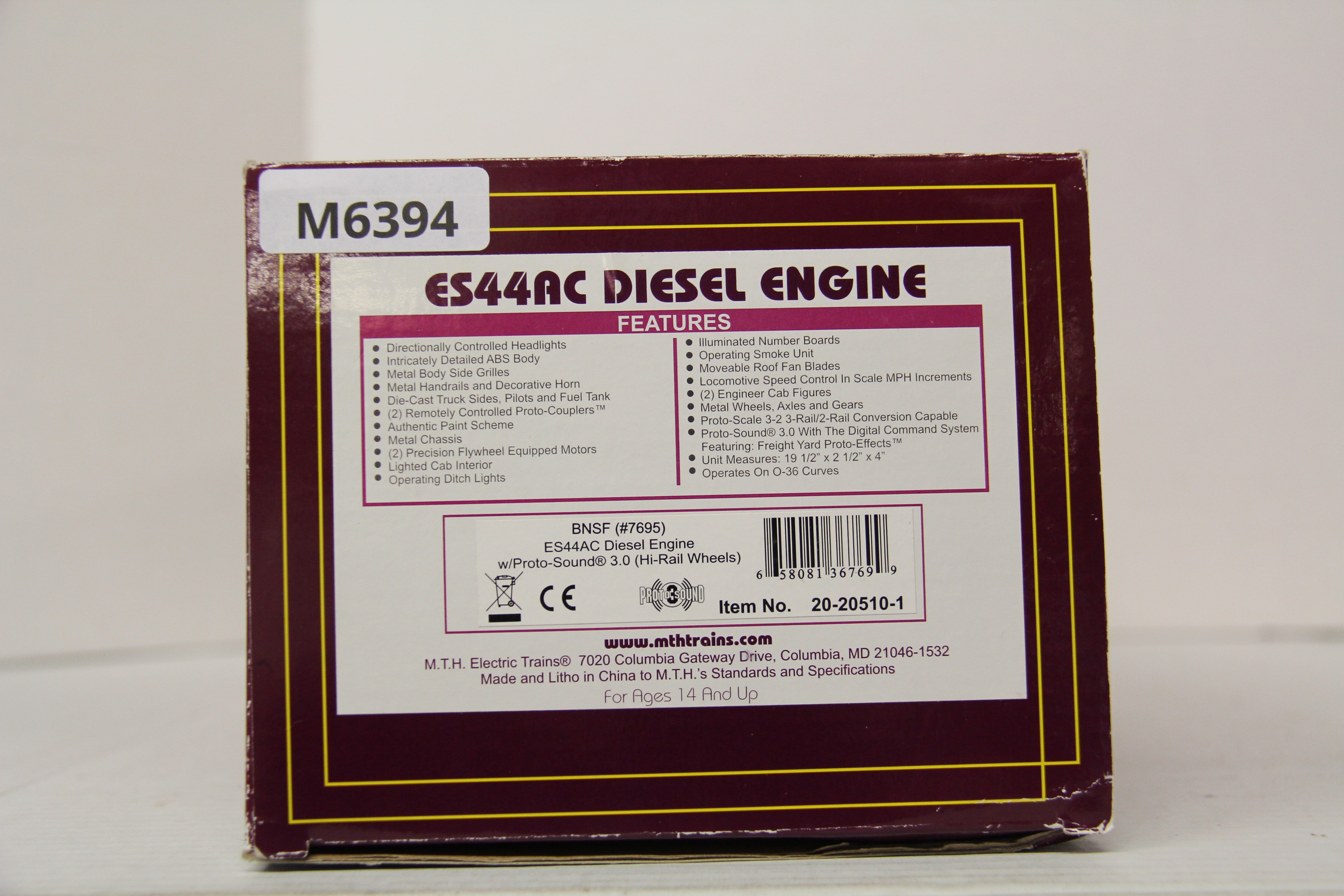 MTH 20-20510-1 BNSF ES44AC Diesel Engine #7695-Second hand-M6394