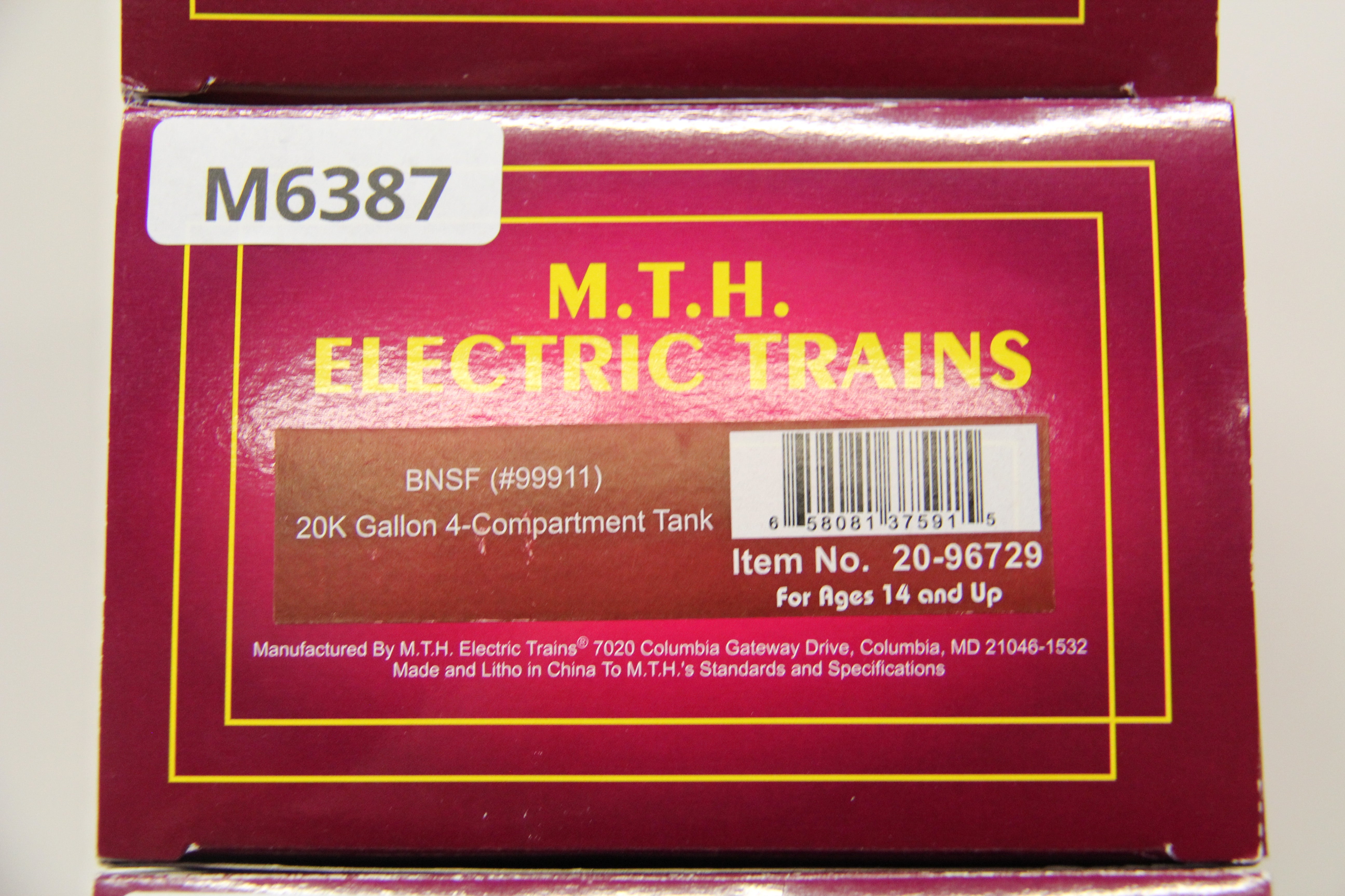 MTH 20-96729 BNSF #99911 - 20K Gallon 4-Compartment Tank-Second hand-M6387