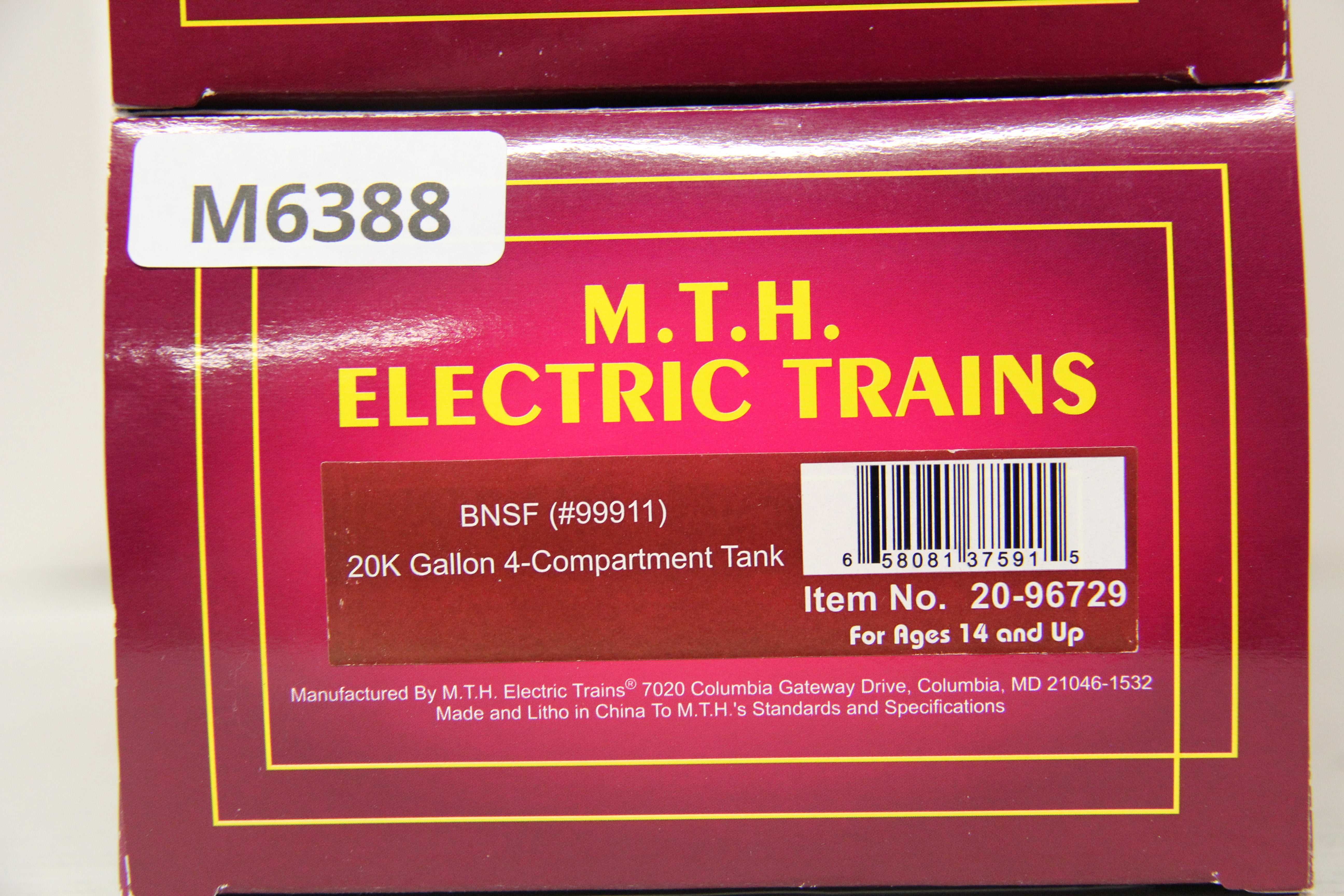 MTH 20-96729 BNSF #99911 - 20K Gallon 4-Compartment Tank-Second hand-M6388