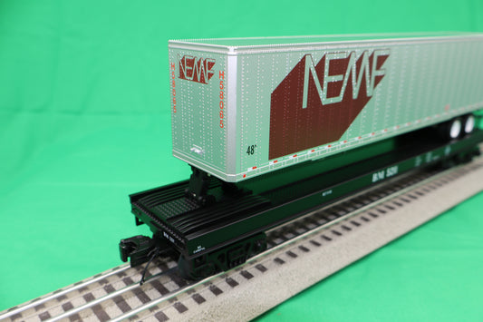 MTH 20-95701 - Premier - Flat Car "Boston & Maine" w/ 48' Trailer - MrMuffin'sTrains