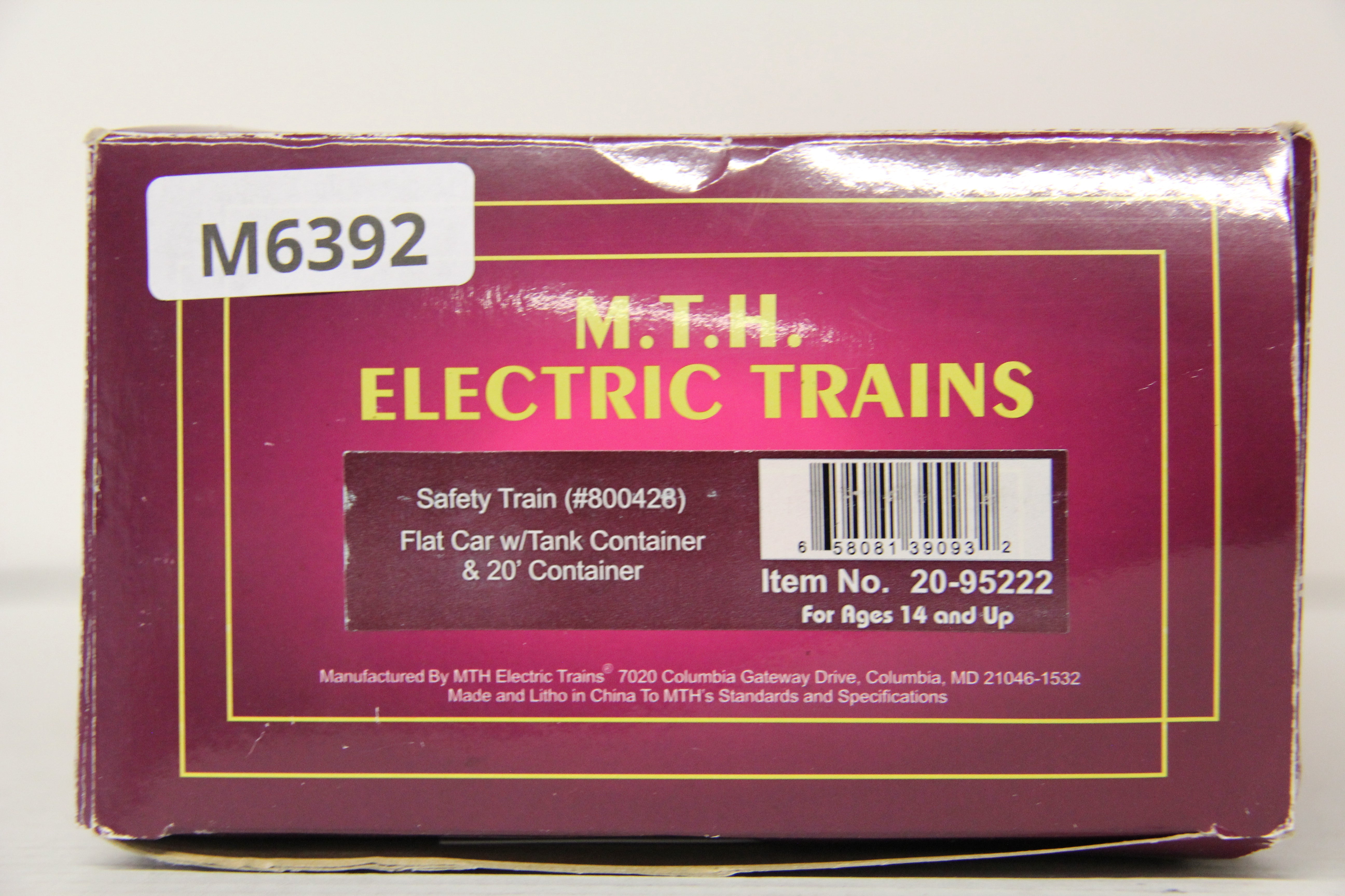 MTH 20-95222 Safety Train Flat Car w/ Tank Container & 20' Container-Second hand-M6392