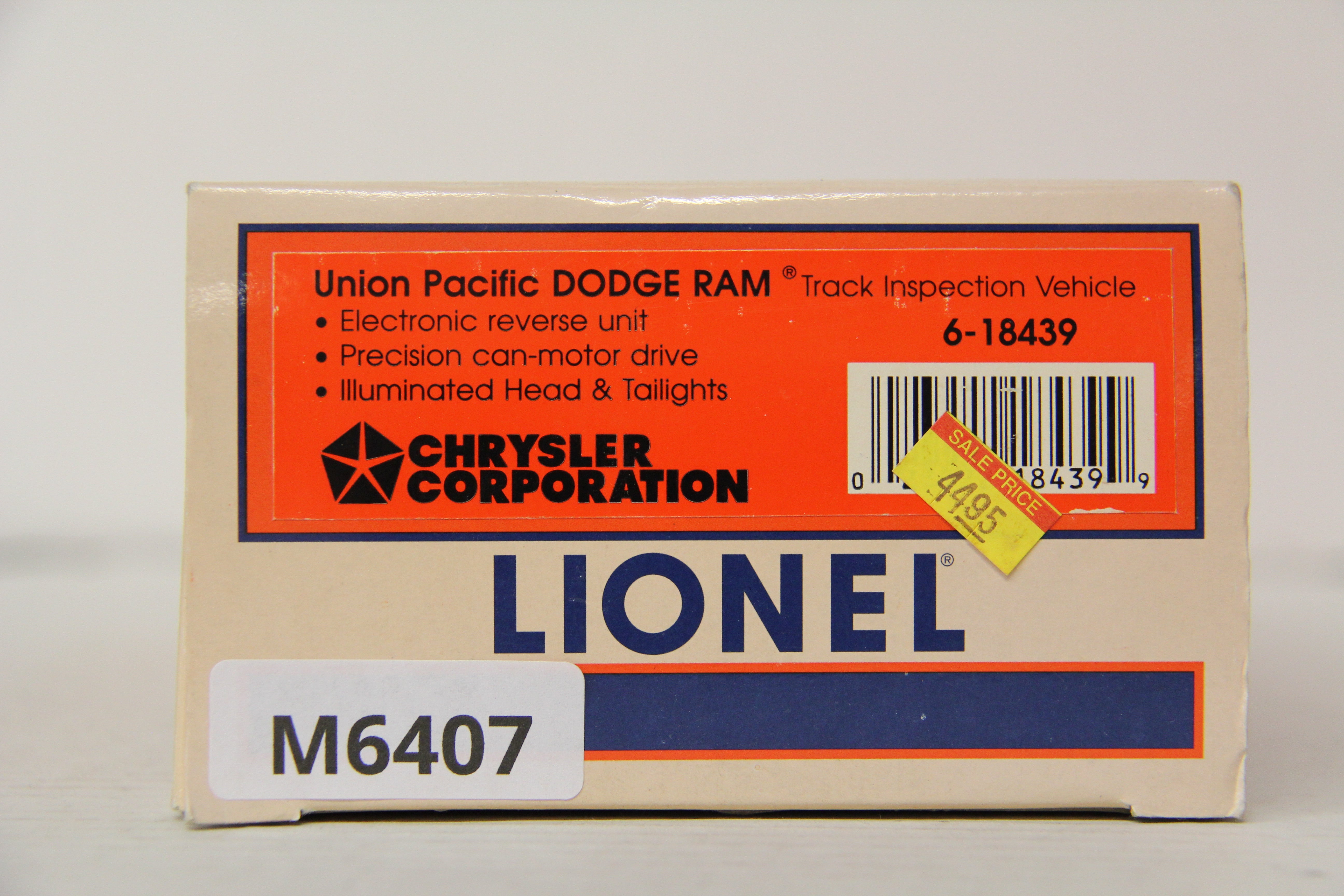 Lionel 6-18439 Union Pacific Dodge Ram Track Inspection Vehicle-Second hand-M6407