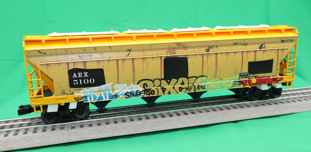 Lionel 2542150 - 4-Bay Centerflow Hopper Car "AEX" #5100 (Graffiti) - MrMuffin'sTrains