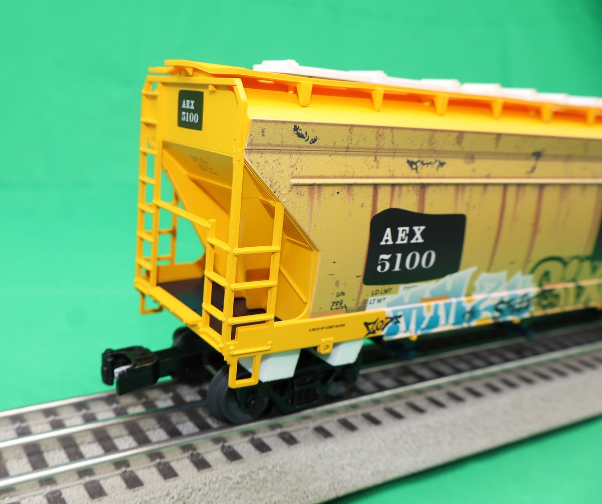 Lionel 2542150 - 4-Bay Centerflow Hopper Car "AEX" #5100 (Graffiti) - MrMuffin'sTrains