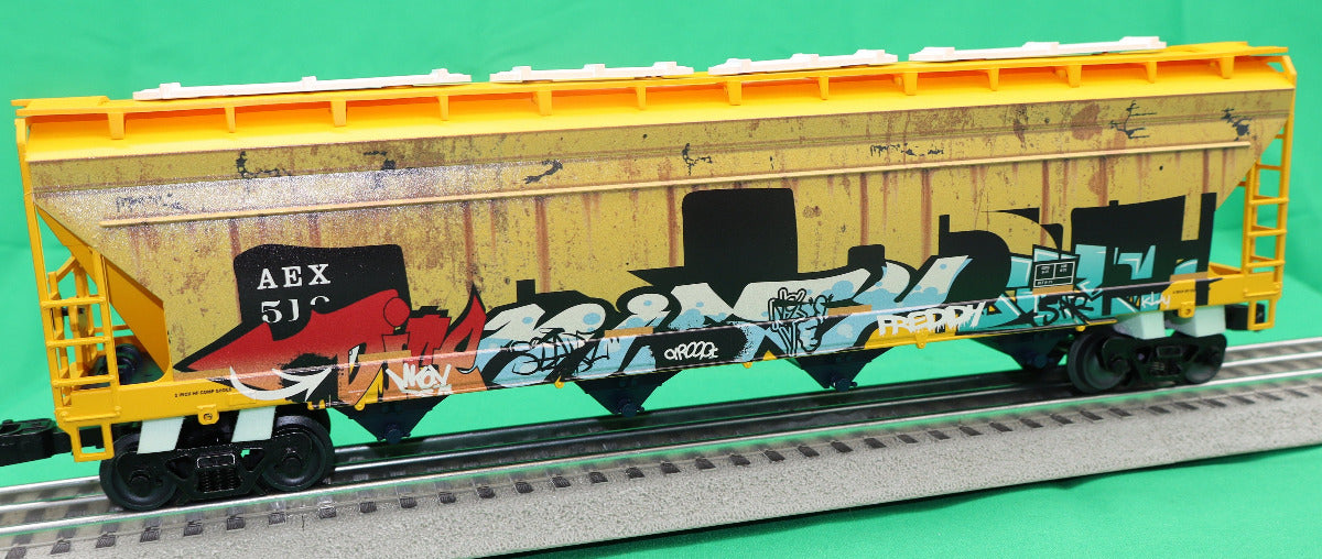 Lionel 2542150 - 4-Bay Centerflow Hopper Car "AEX" #5100 (Graffiti) - MrMuffin'sTrains