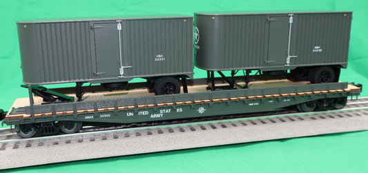Lionel 2526350 - Flat Car "U.S. Army" w/ 2 Trailers #39500