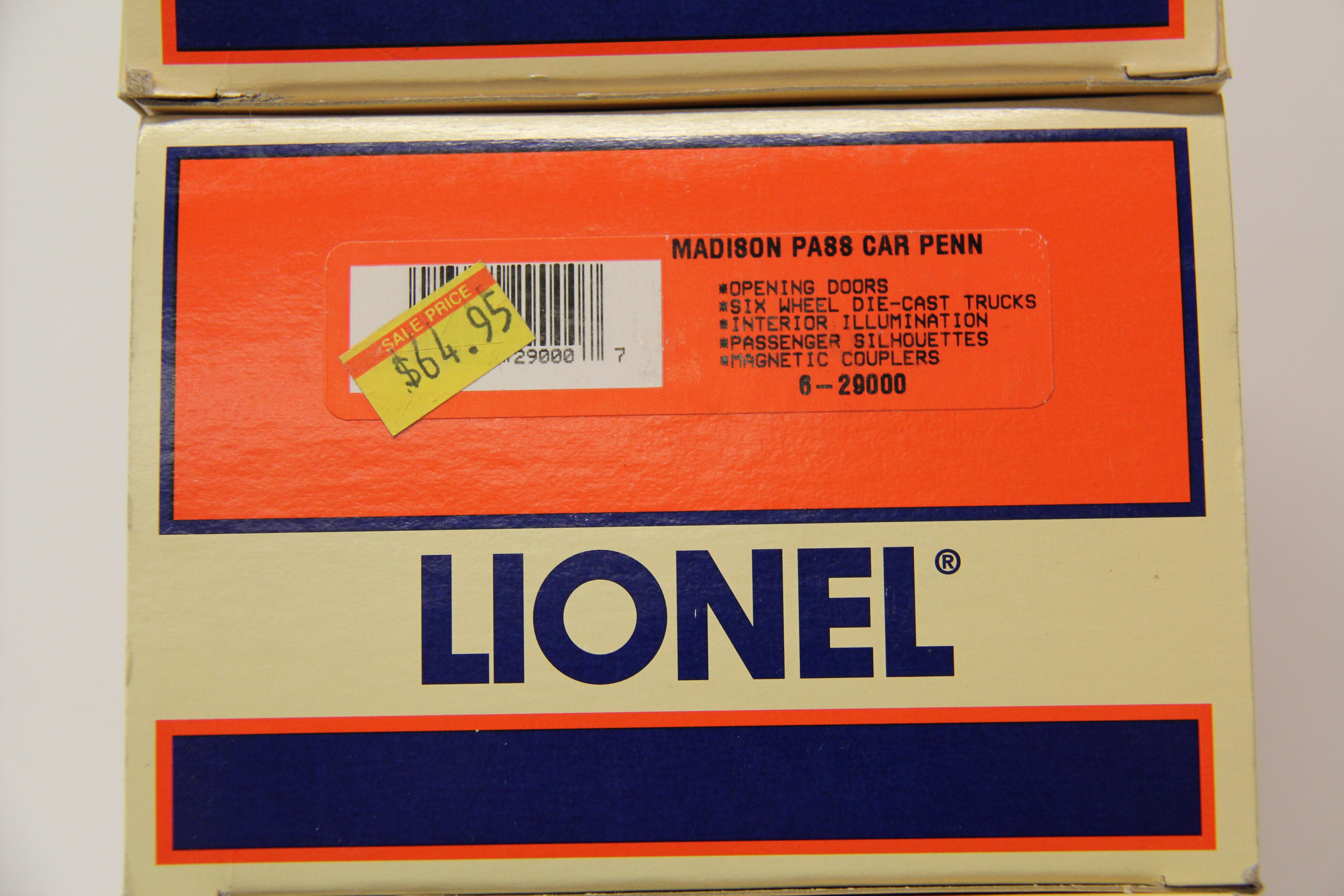 Lionel 6-19099, 6-29000, 6-29001 Madison Passenger 3 Car Set-Second hand-M6418