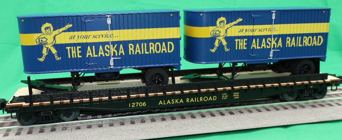 Lionel 2526390 - Flat Car "Alaska" w/ 2 Trailers #12706