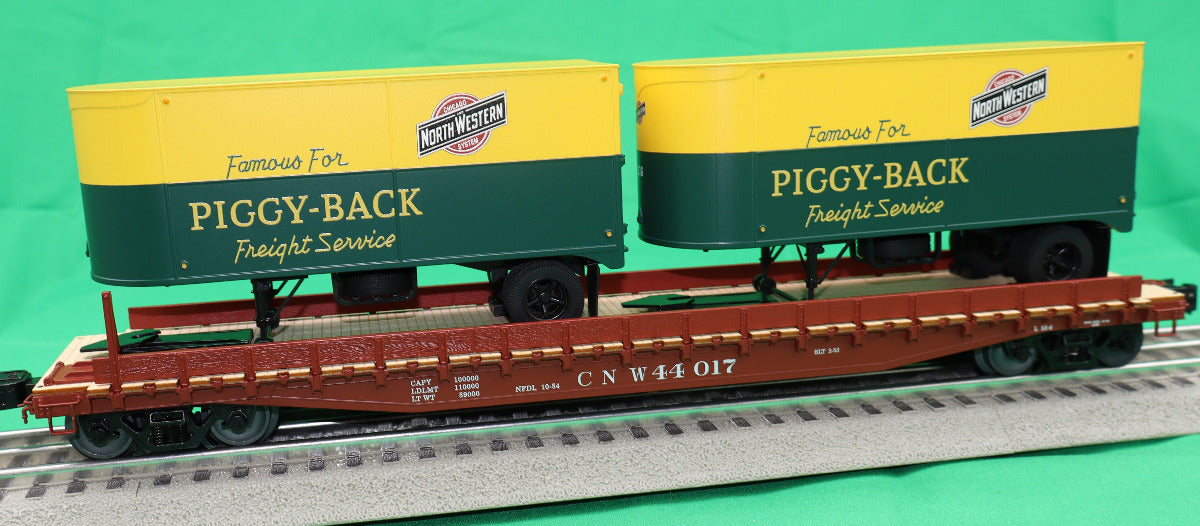 Lionel 2526370 - Flat Car "Chicago & North Western" w/ 2 Trailers #44017 - MrMuffin'sTrains