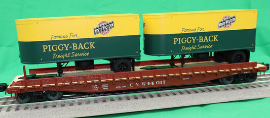 Lionel 2526370 - Flat Car "Chicago & North Western" w/ 2 Trailers #44017 - MrMuffin'sTrains