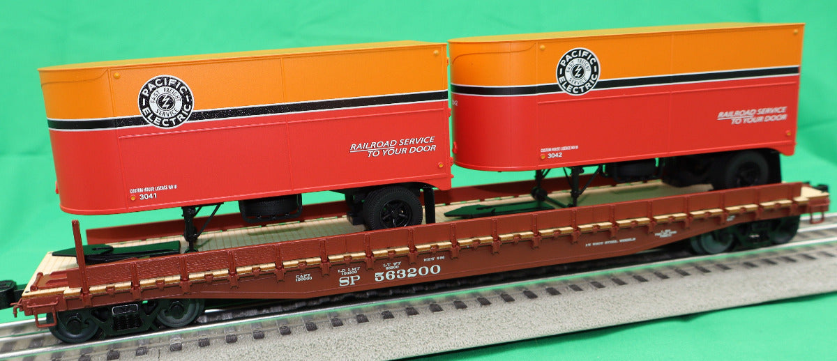 Lionel 2526380 - Flat Car "Pacific Electric" w/ 2 Trailers #563200