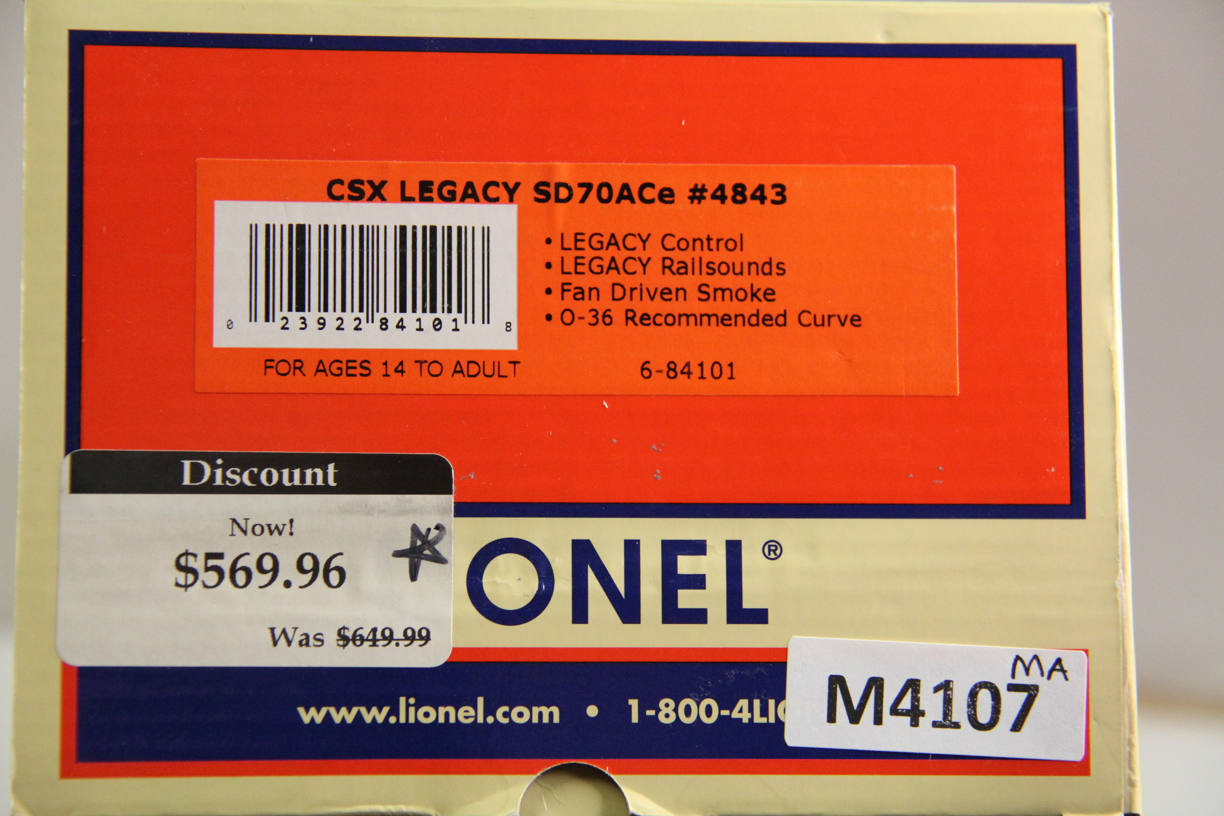 Lionel 6-84101 CSX Legacy SD70ACe Diesel Locomotive #4843-Second hand-M4107