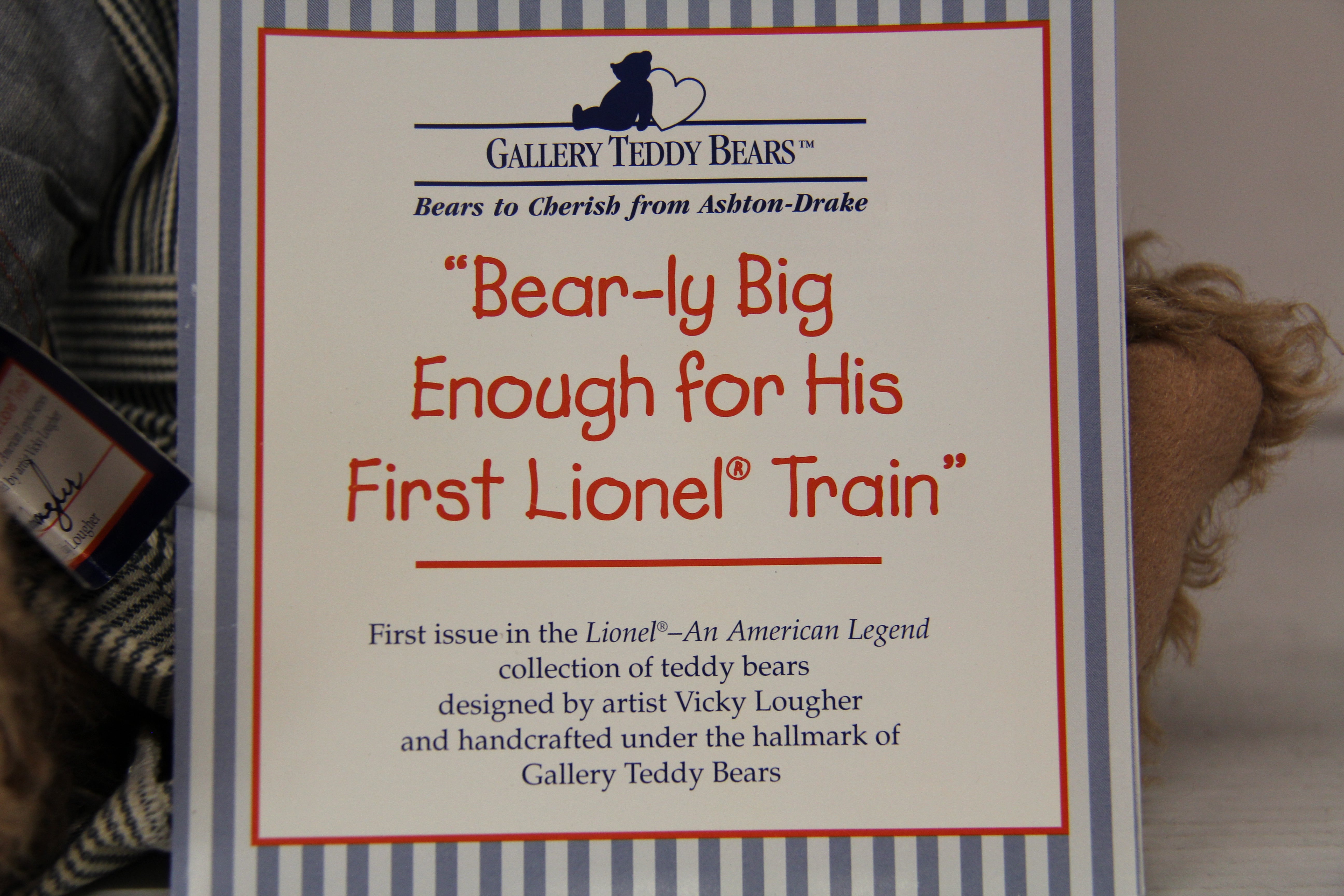 Gallery Teddy Bears "Bear-ly Big Enough for His First Lionel Train" #5122-Second hand-M6446