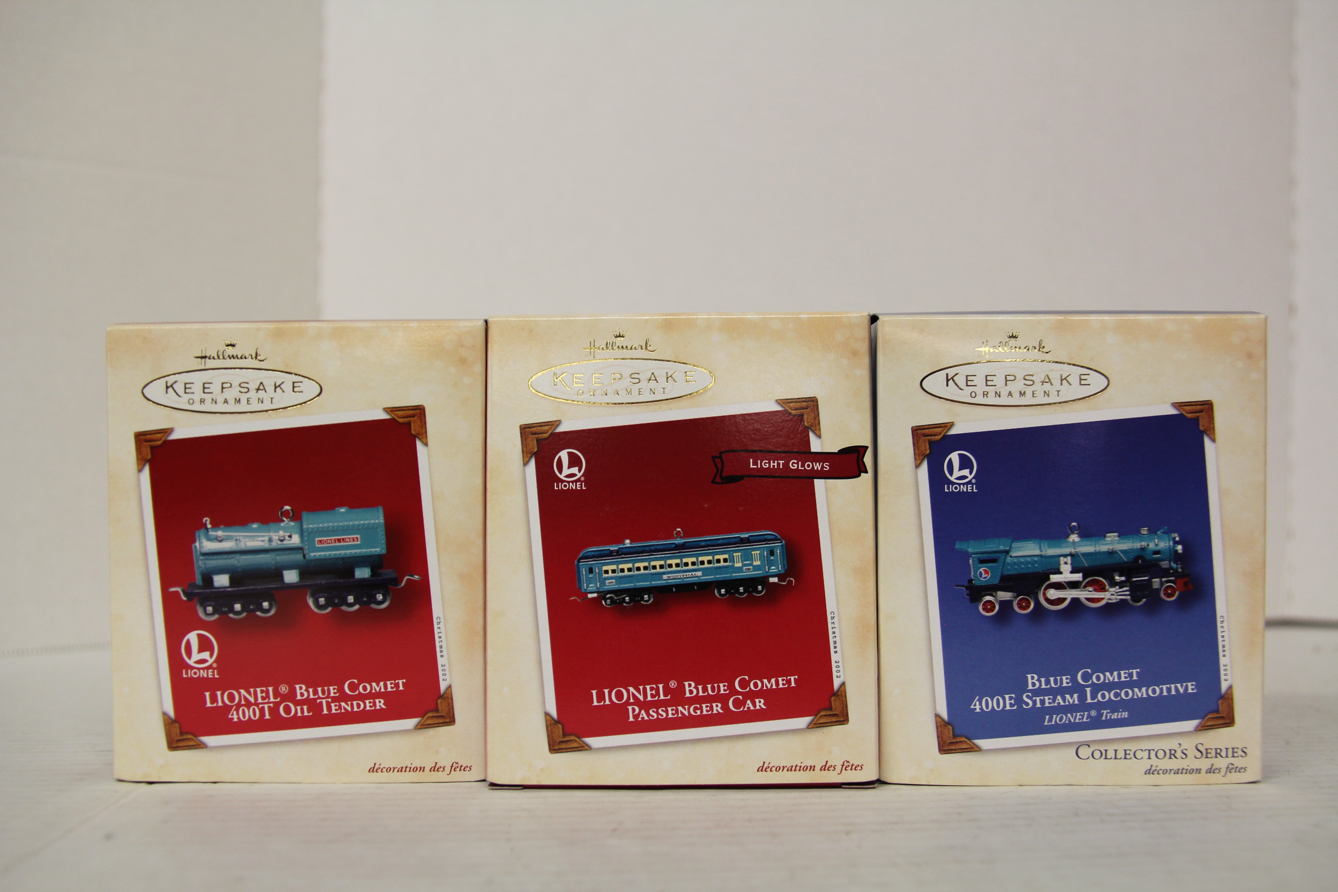 2002 Hallmark Keepsake Blue Coment Ornaments 3 Set Lot-Second hand-M6454