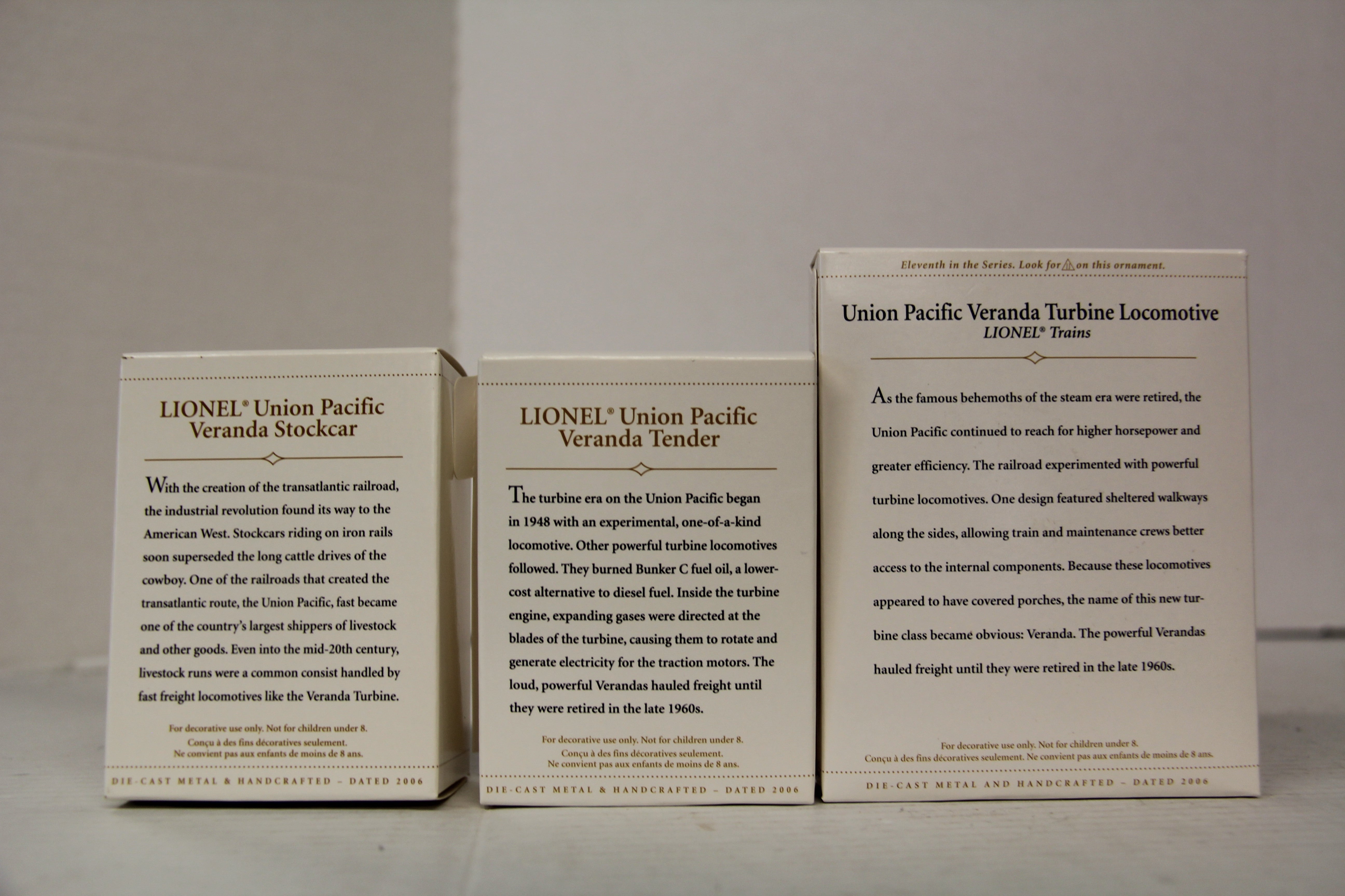 2006 Hallmark Keepsake Union Pacific Veranda Ornaments 3 Set Lot-Second hand-M6456