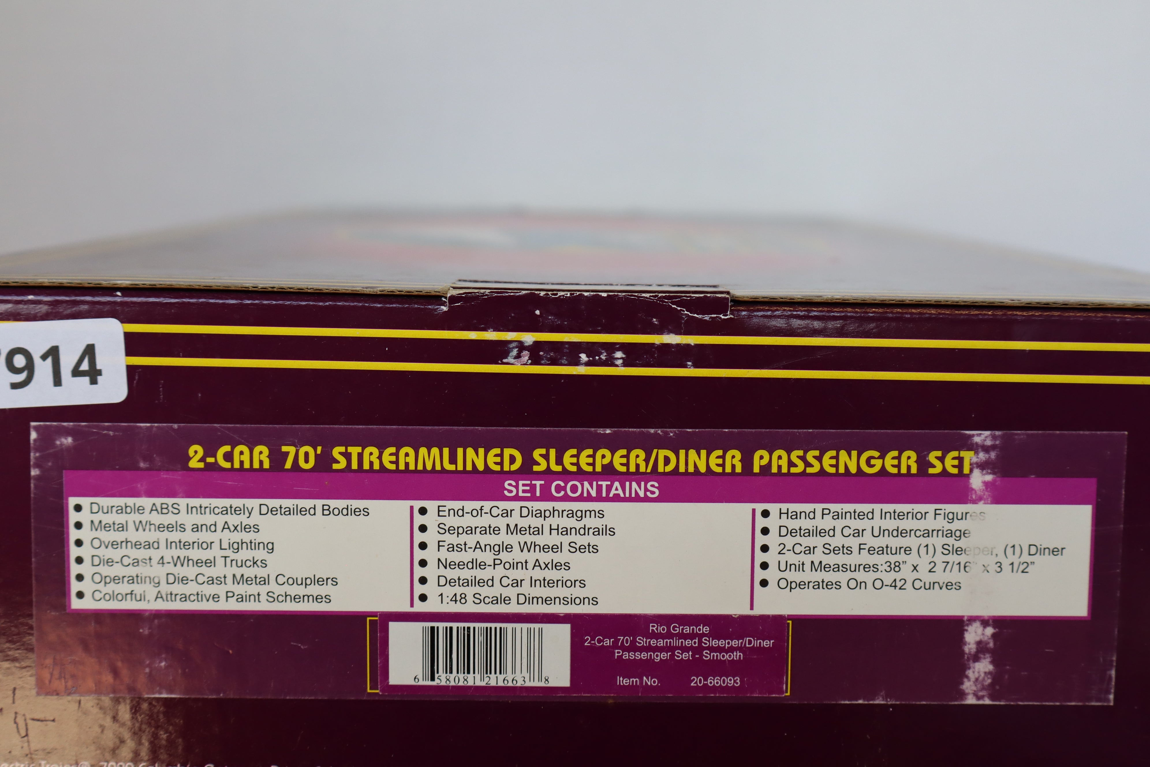 MTH 20-66093 Rio Grande 2-Car 70' Streamlined Sleeper & Diner Pass Set-Second hand-M7914