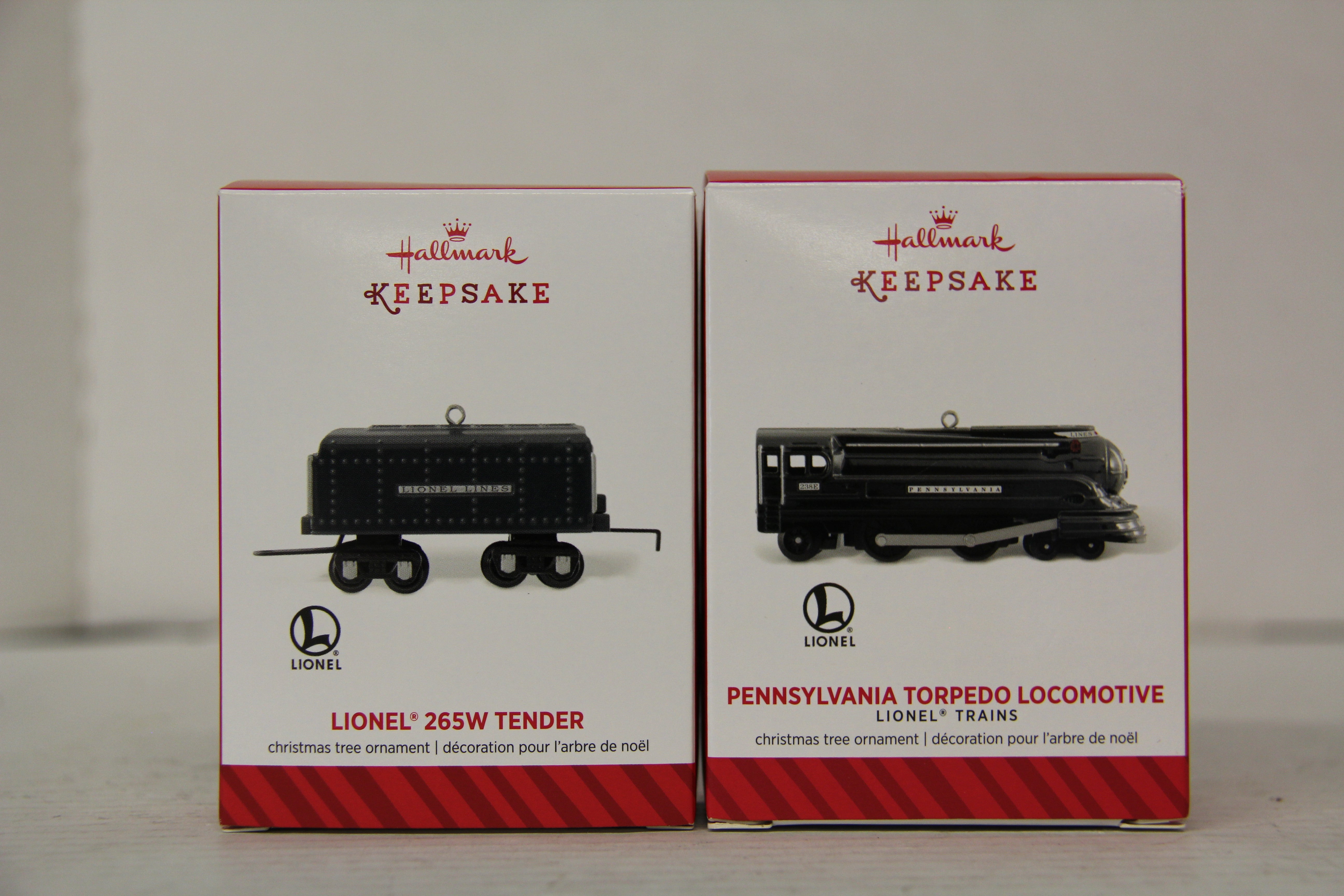 2014 Hallmark Keepsake Lionel Pennsylvania Torpedo Loco & Tender Train Ornaments 2 Set-Second hand-M6463