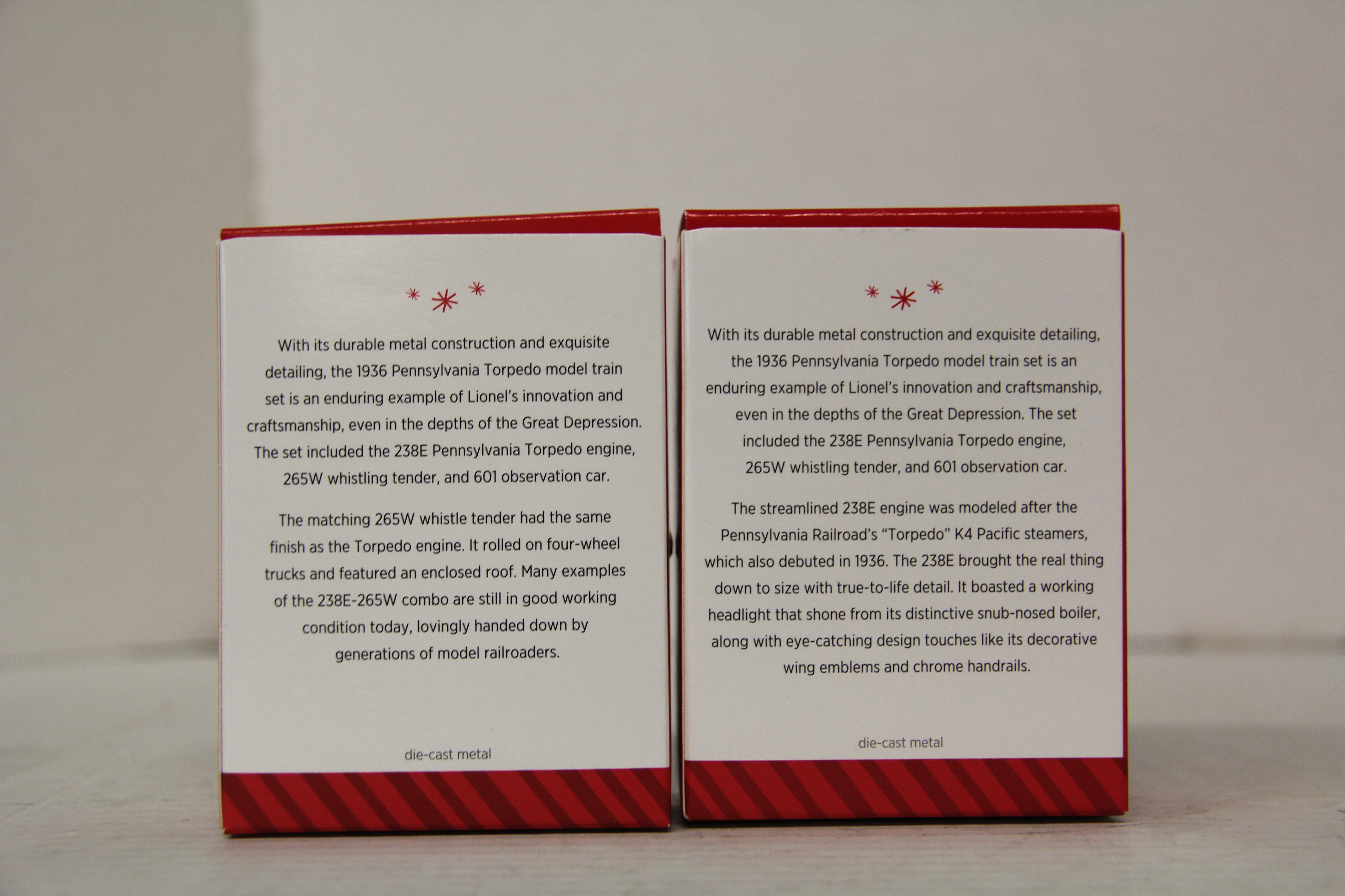 2014 Hallmark Keepsake Lionel Pennsylvania Torpedo Loco & Tender Train Ornaments 2 Set-Second hand-M6463