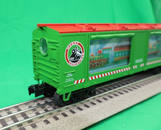 MTH 30-79734 - RailKing - Operating Action Box Car "Christmas" #122525