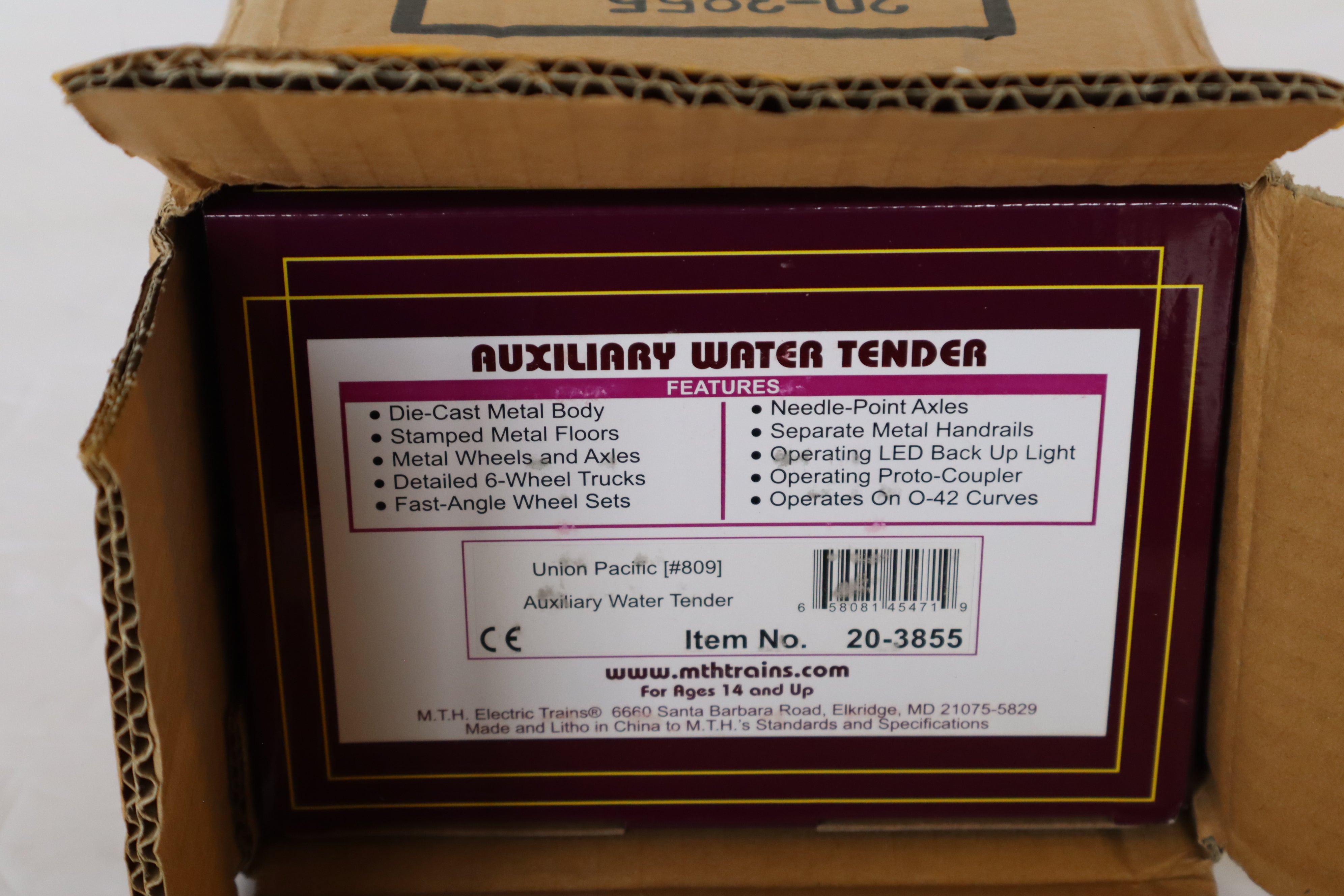 MTH 20-3855 Union Pacific #809 Auxiliary Water Tender-Second hand-M7919