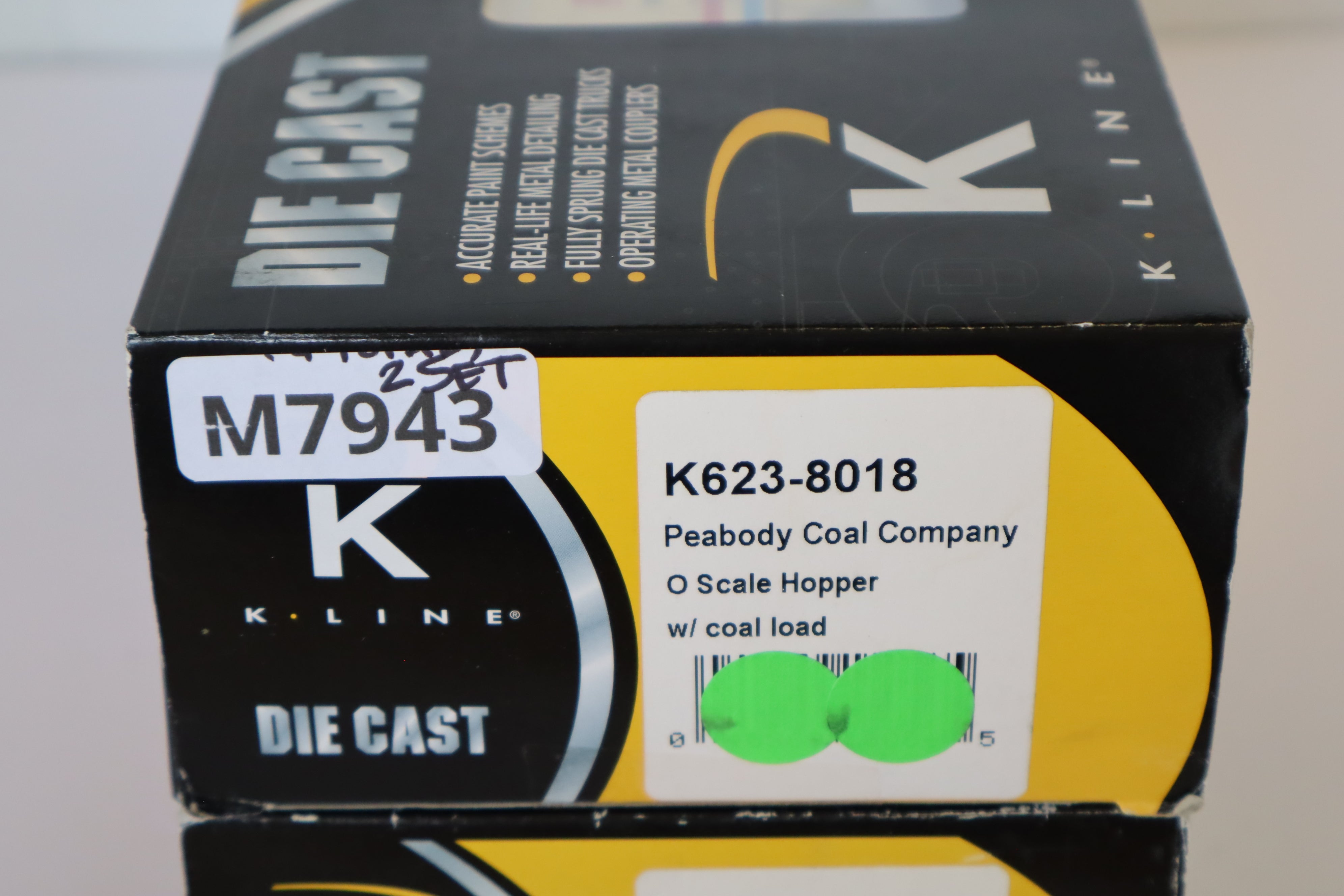 K Line Diecast K623-8018 & K623-8019 Peabody Coal Company Hopper w/ Coal Load-2 Set-Second hand-M7943