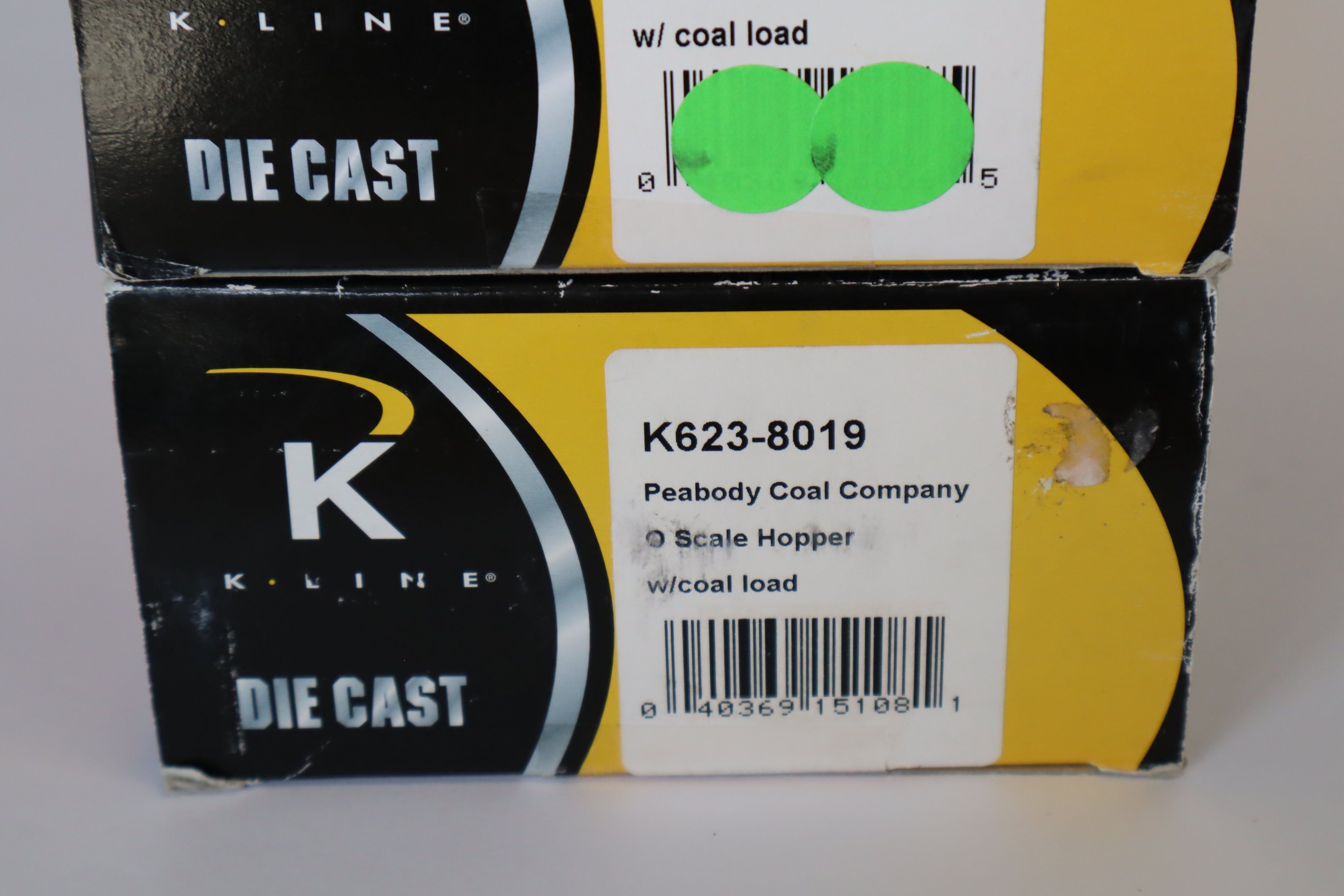 K Line Diecast K623-8018 & K623-8019 Peabody Coal Company Hopper w/ Coal Load-2 Set-Second hand-M7943