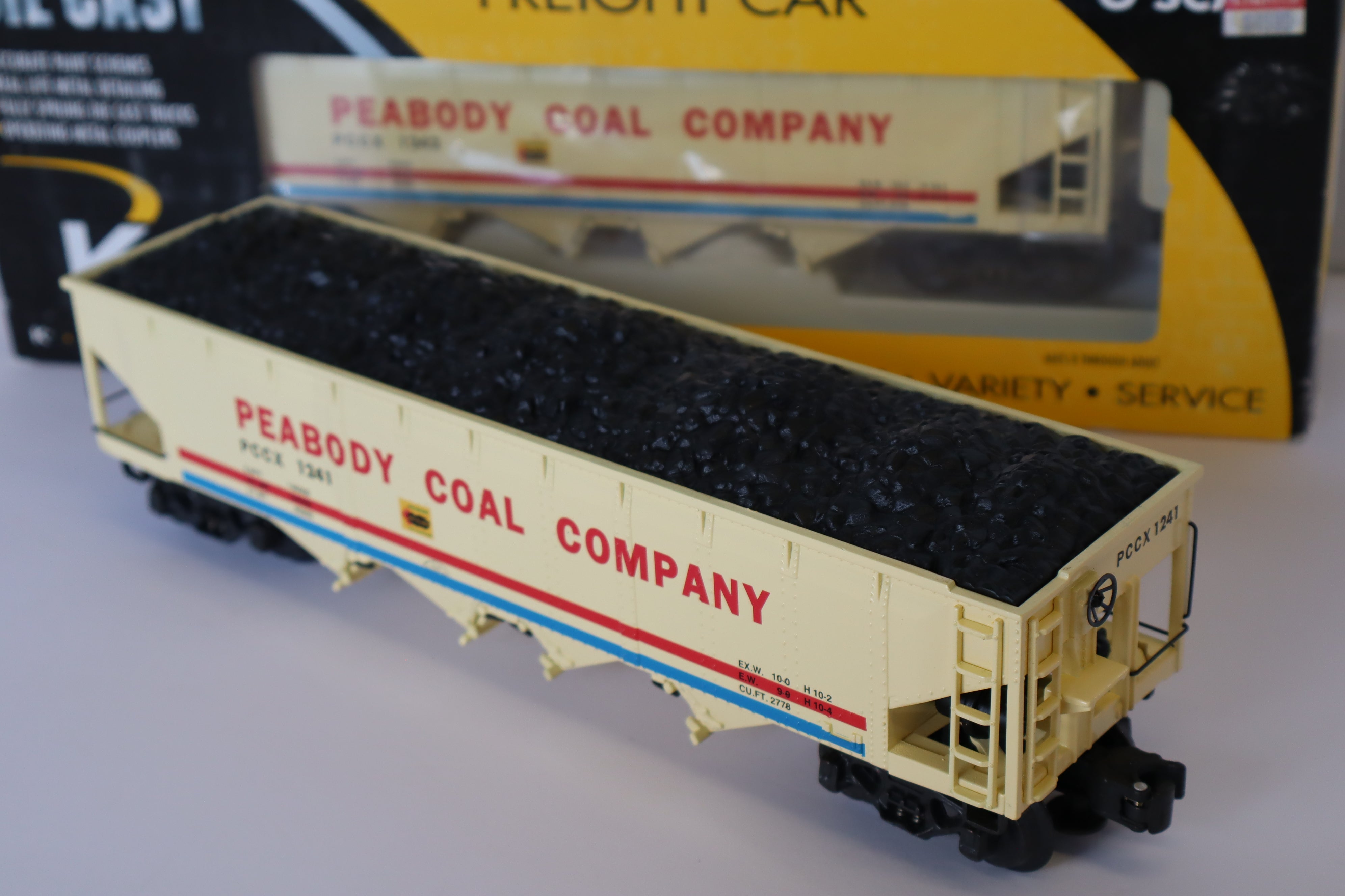 K Line Diecast K623-8018 & K623-8019 Peabody Coal Company Hopper w/ Coal Load-2 Set-Second hand-M7943