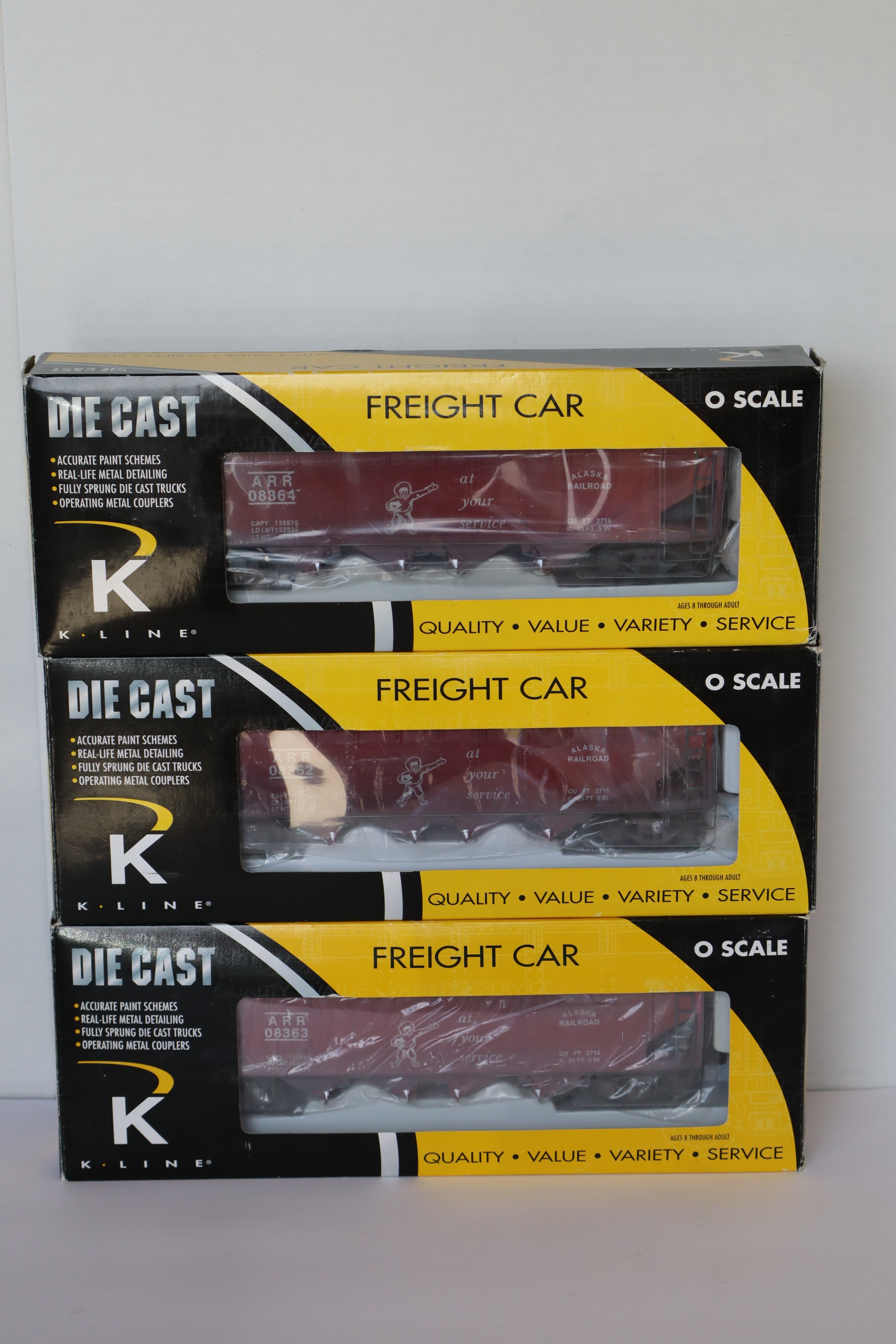K Line Diecast K623-1012 Alaska Railroad Hopper w/ Coal Load 3 Set-Second hand-M7946