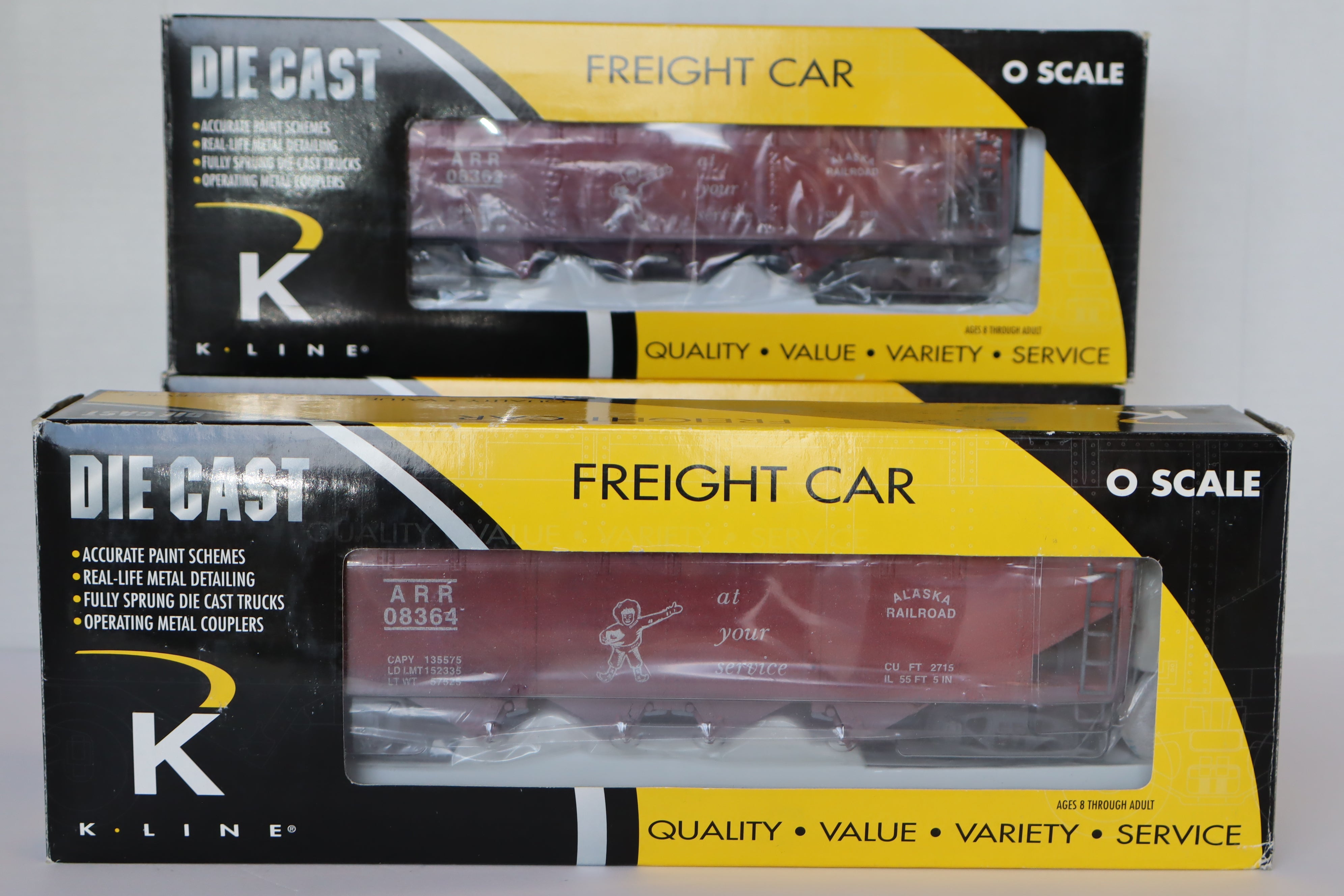 K Line Diecast K623-1012 Alaska Railroad Hopper w/ Coal Load 3 Set-Second hand-M7946