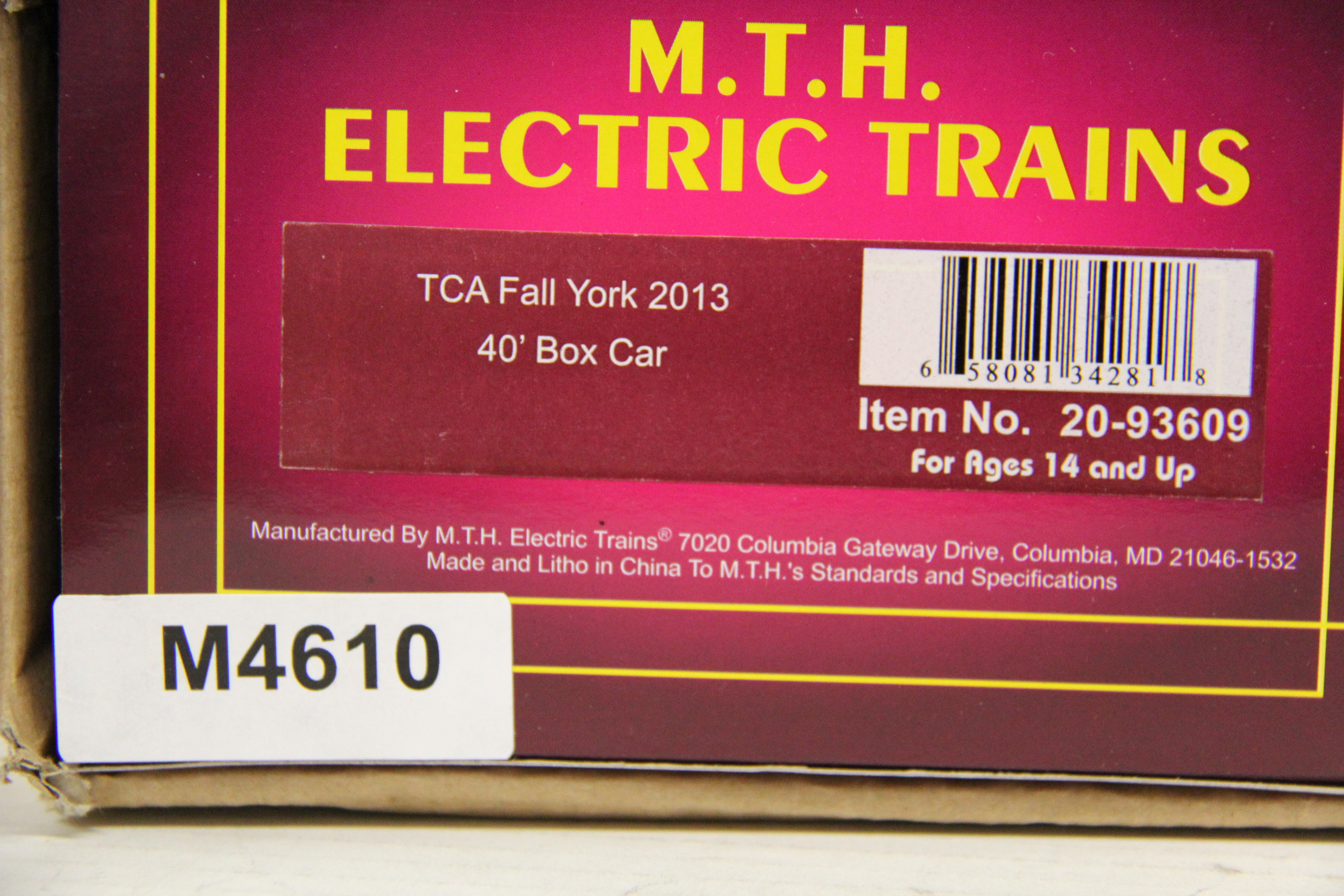 MTH 20-93609 TCA Fall York 2013- 40' Box Car-Second hand-M4610
