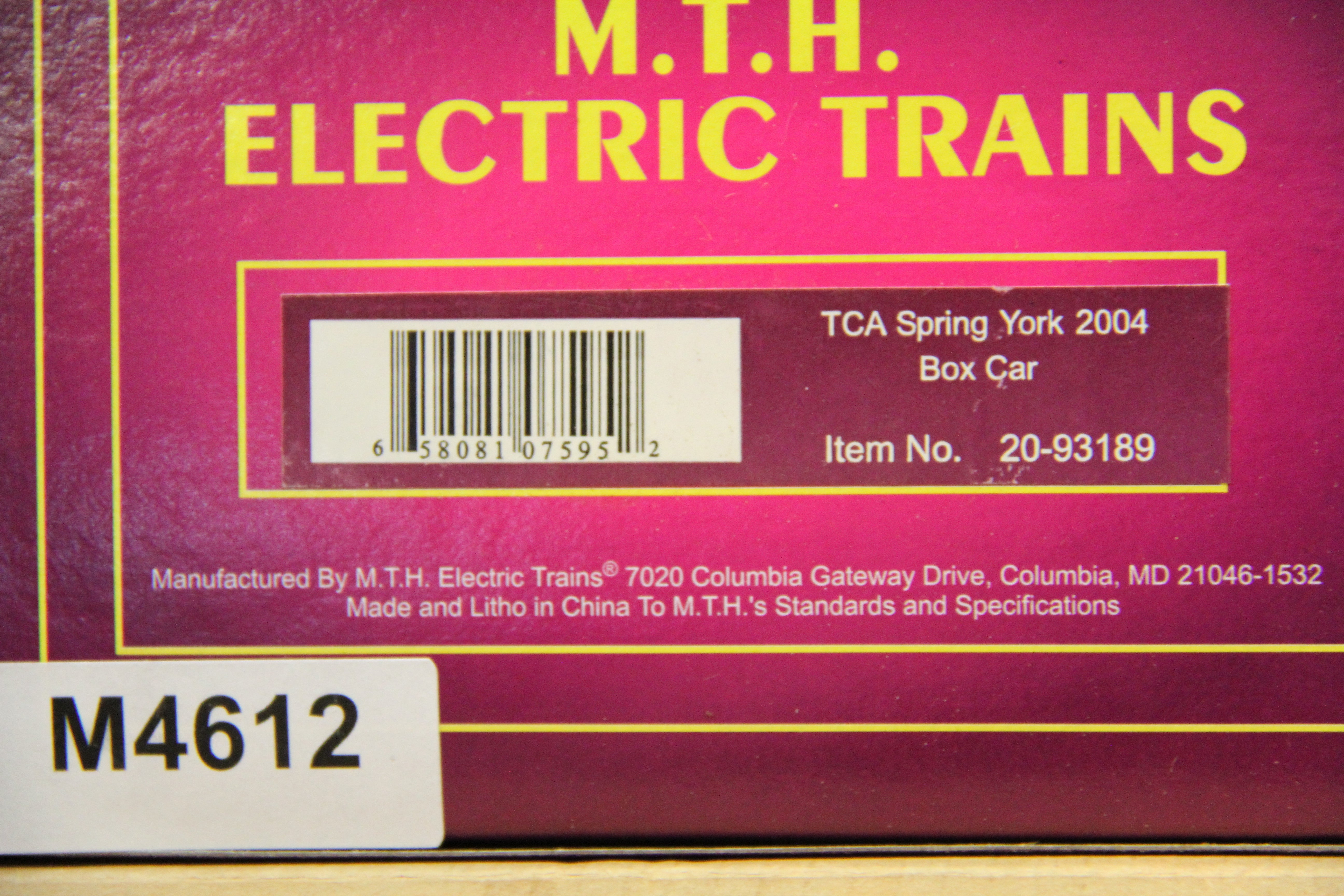 MTH 20-93189 TCA Spring York 2004 Box Car-Second hand-M4612