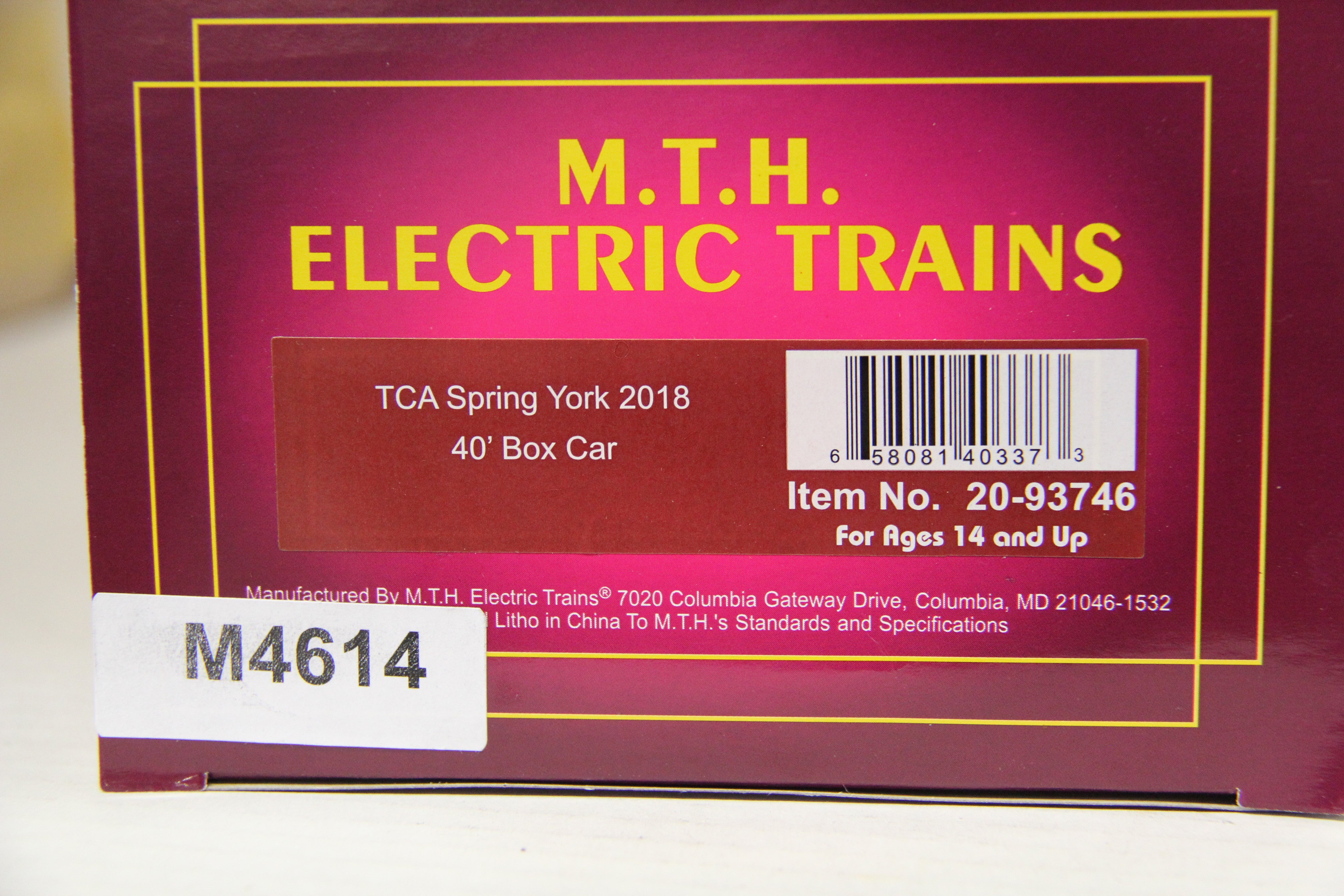 MTH 20-93746 TCA Spring York 2018 - 40' Box Car-Second hand-M4614