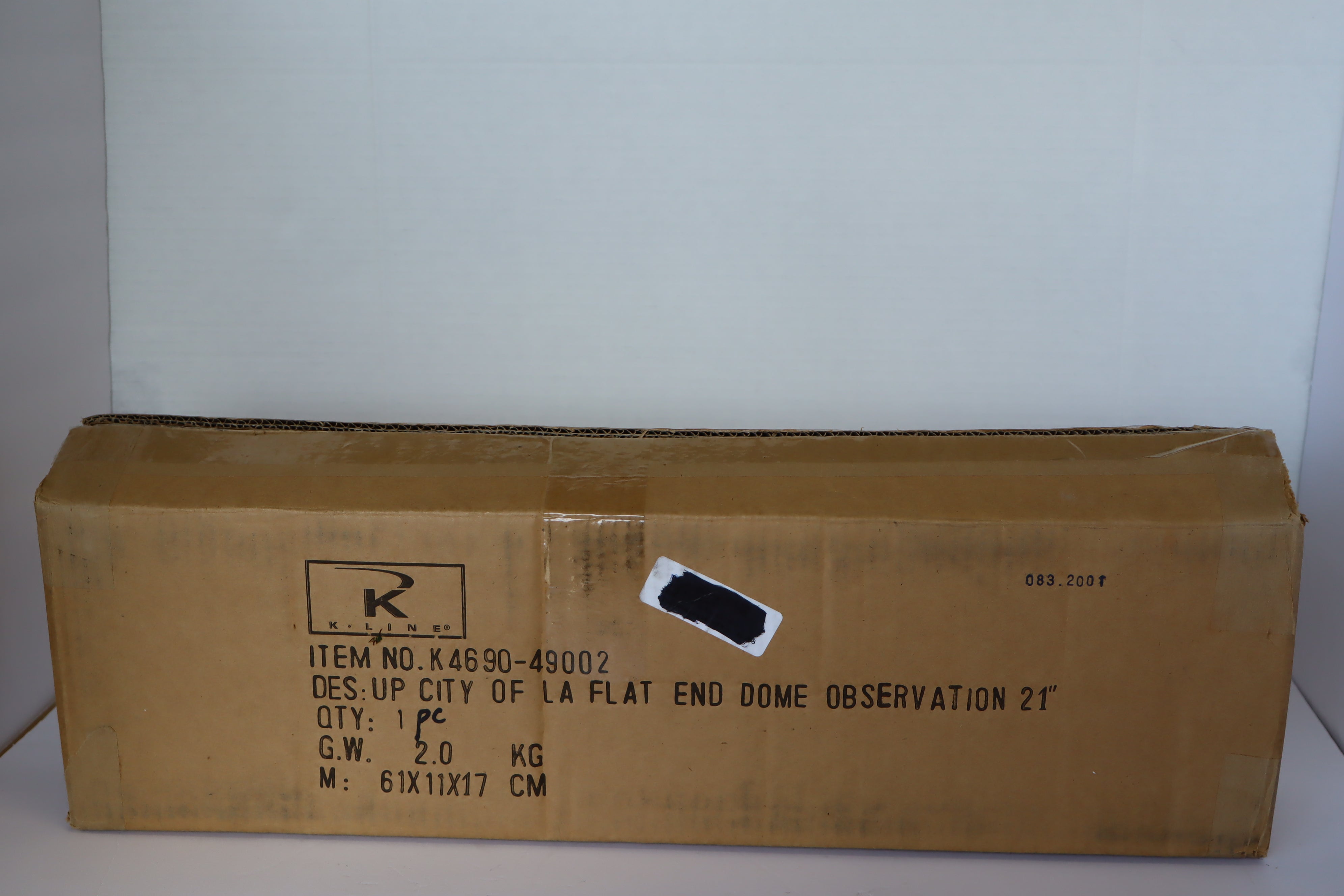 K Line Aluminum K4690-49002 21" Union Pacific City of LA Flat End Dome Observation Car-Second hand-M7951