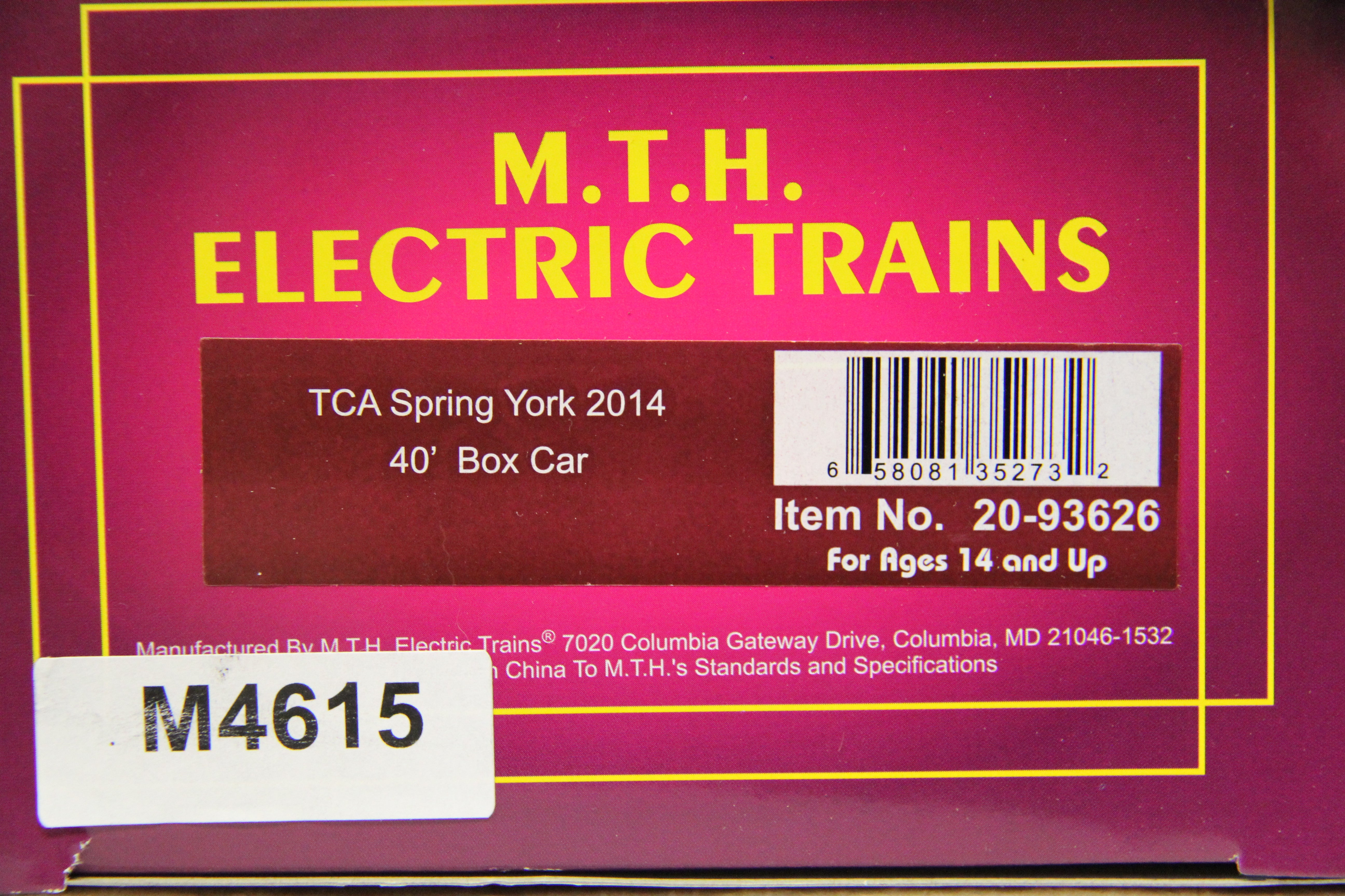 MTH 20-93626 TCA Spring York 2014 - 40' Box Car-Second hand-M4615