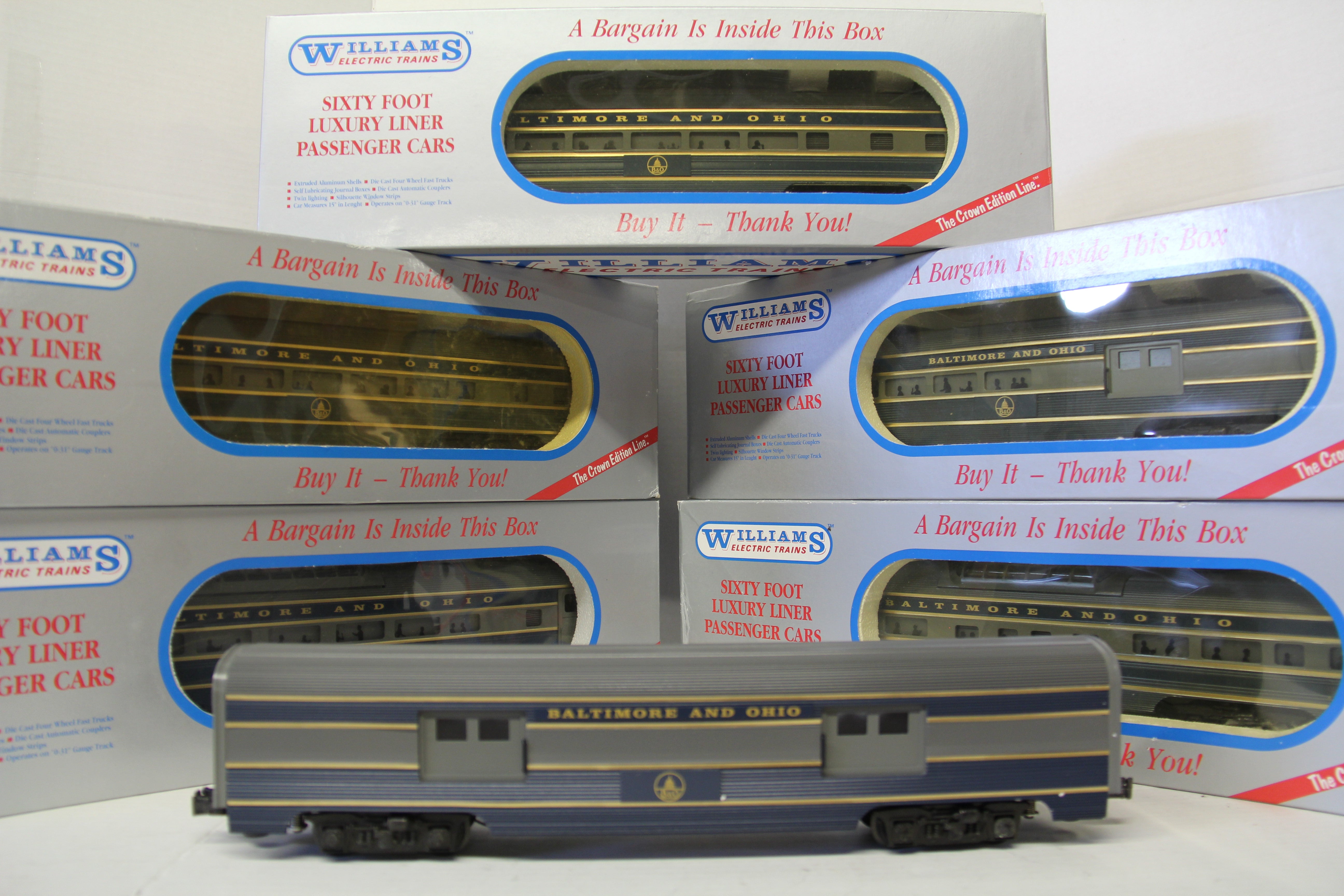 Williams 60' Luxury Liner Baltimore & Ohio Passenger 6 Car Set-Second hand-M4619