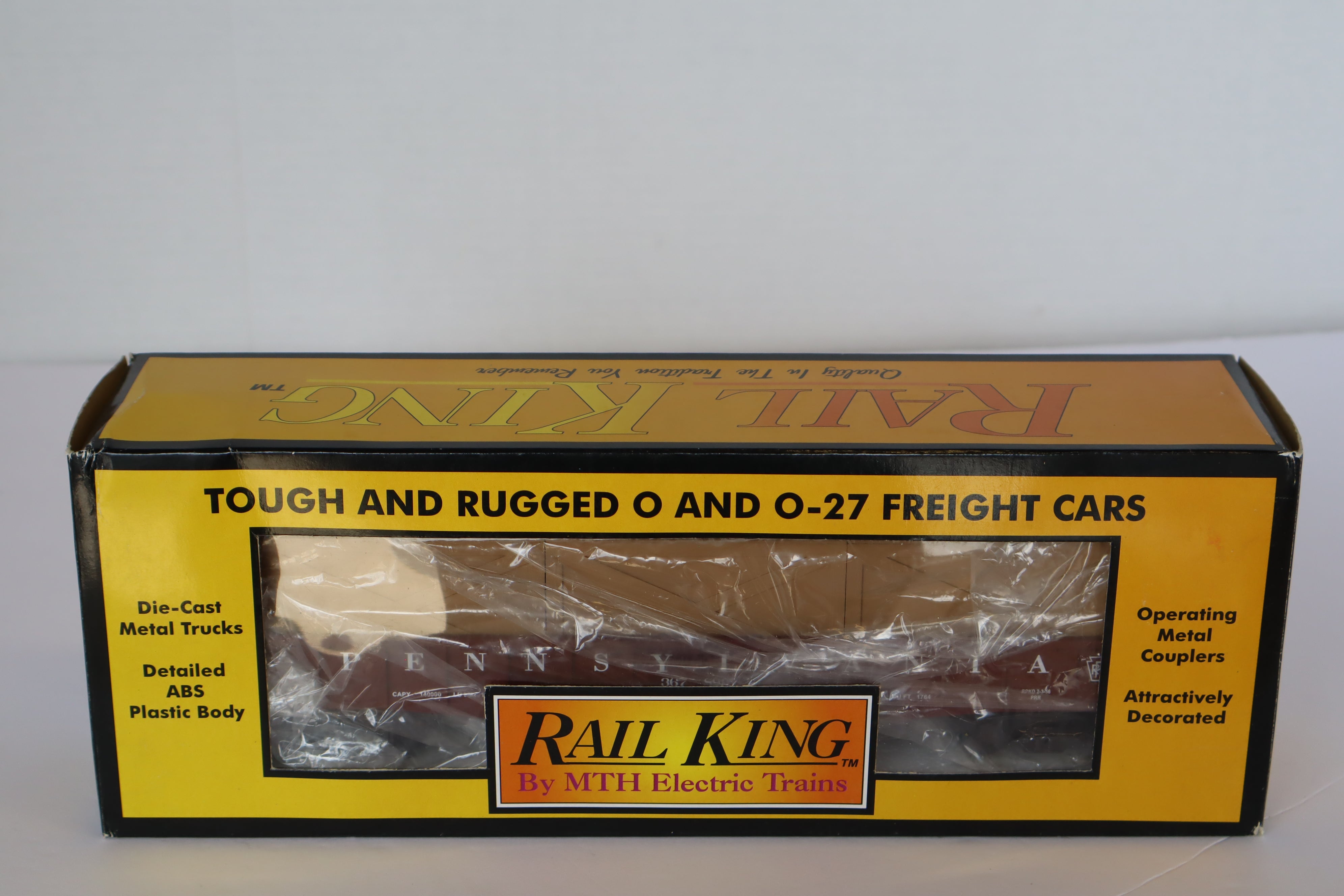 Rail King 30-7209 Pennsylvania Semi-Scale Gondola & 3 Crates-Second hand-M7956