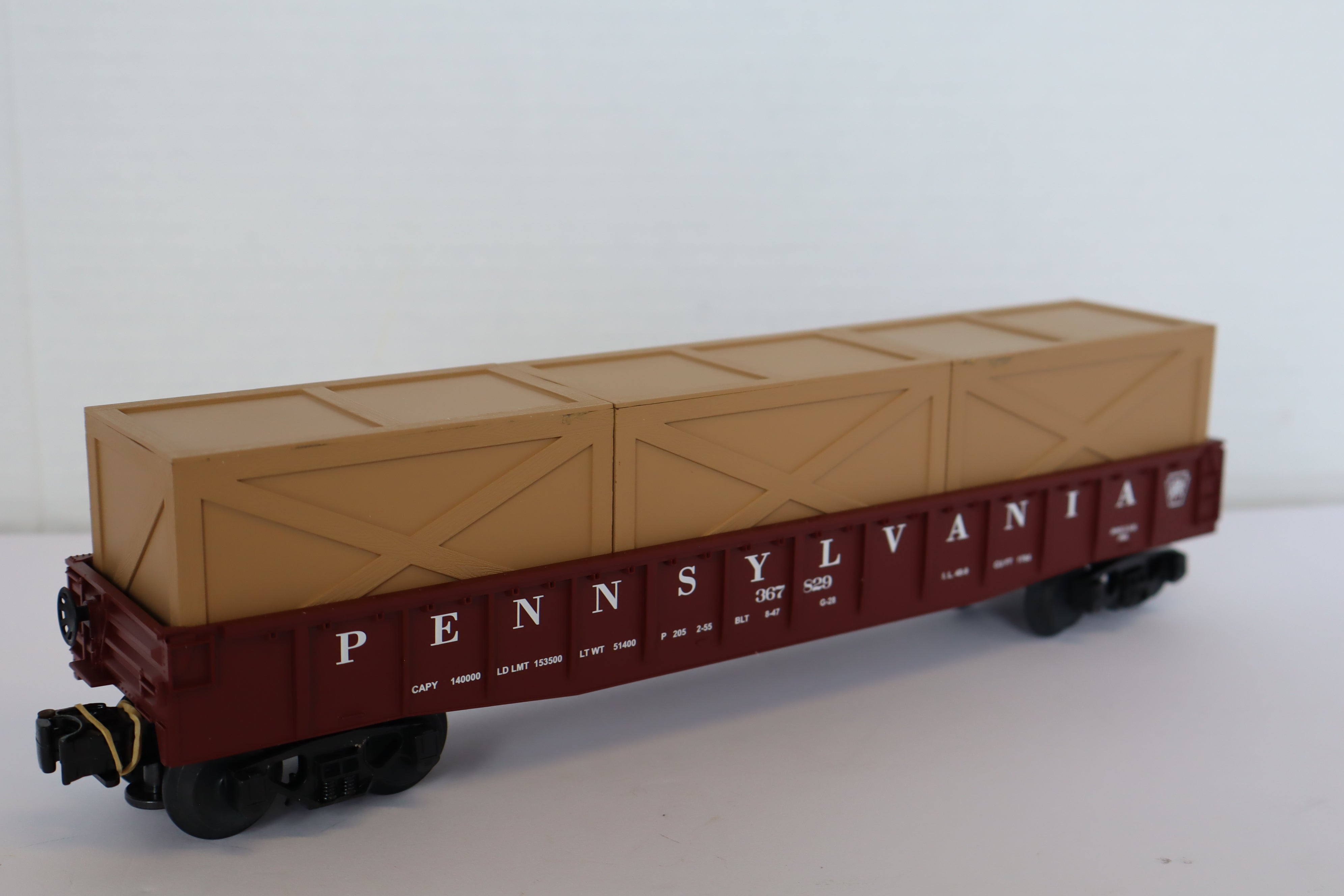 Rail King 30-7209 Pennsylvania Semi-Scale Gondola & 3 Crates-Second hand-M7956
