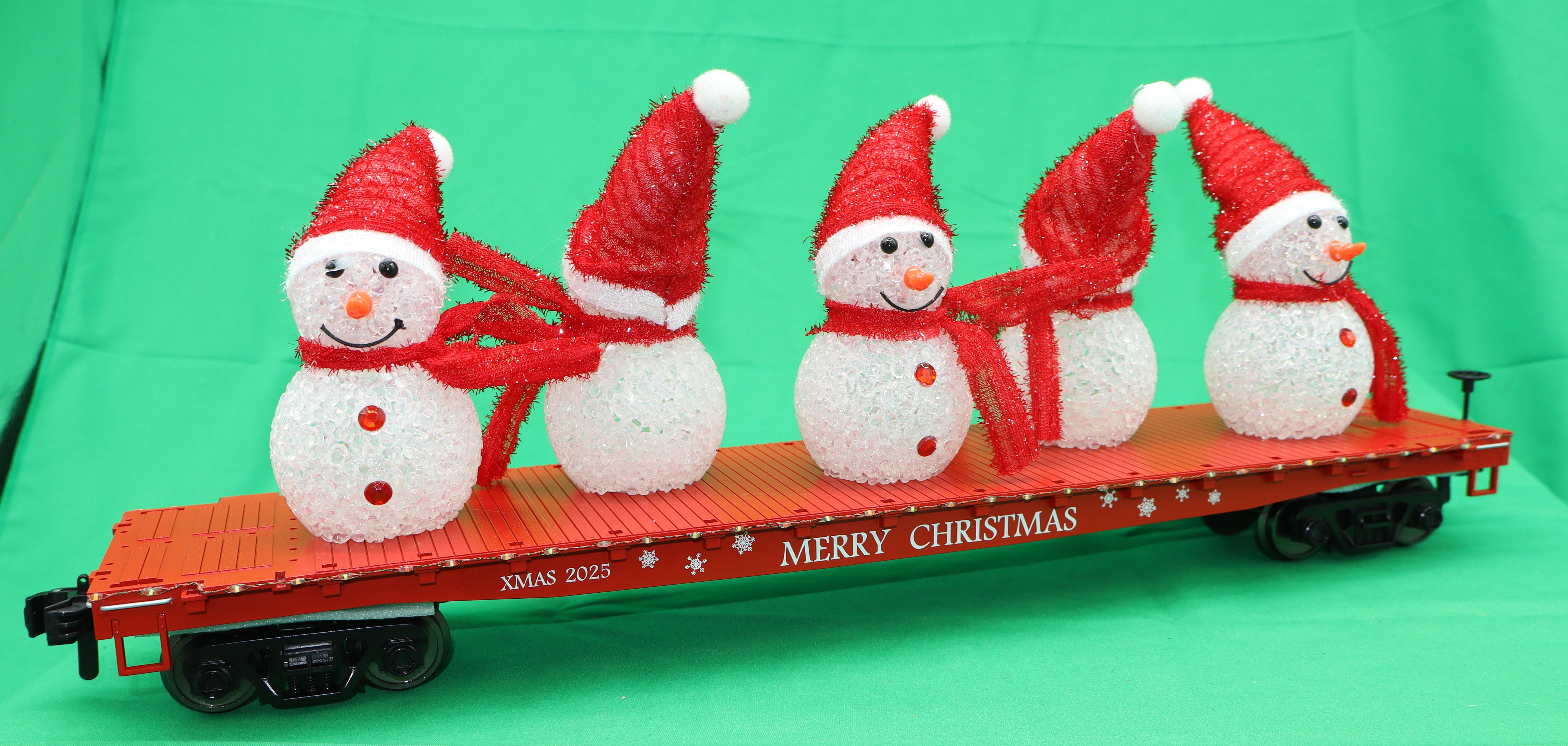 MTH 70-76076 - Flat Car "Christmas" #2025 w/ Lighted Snowmen