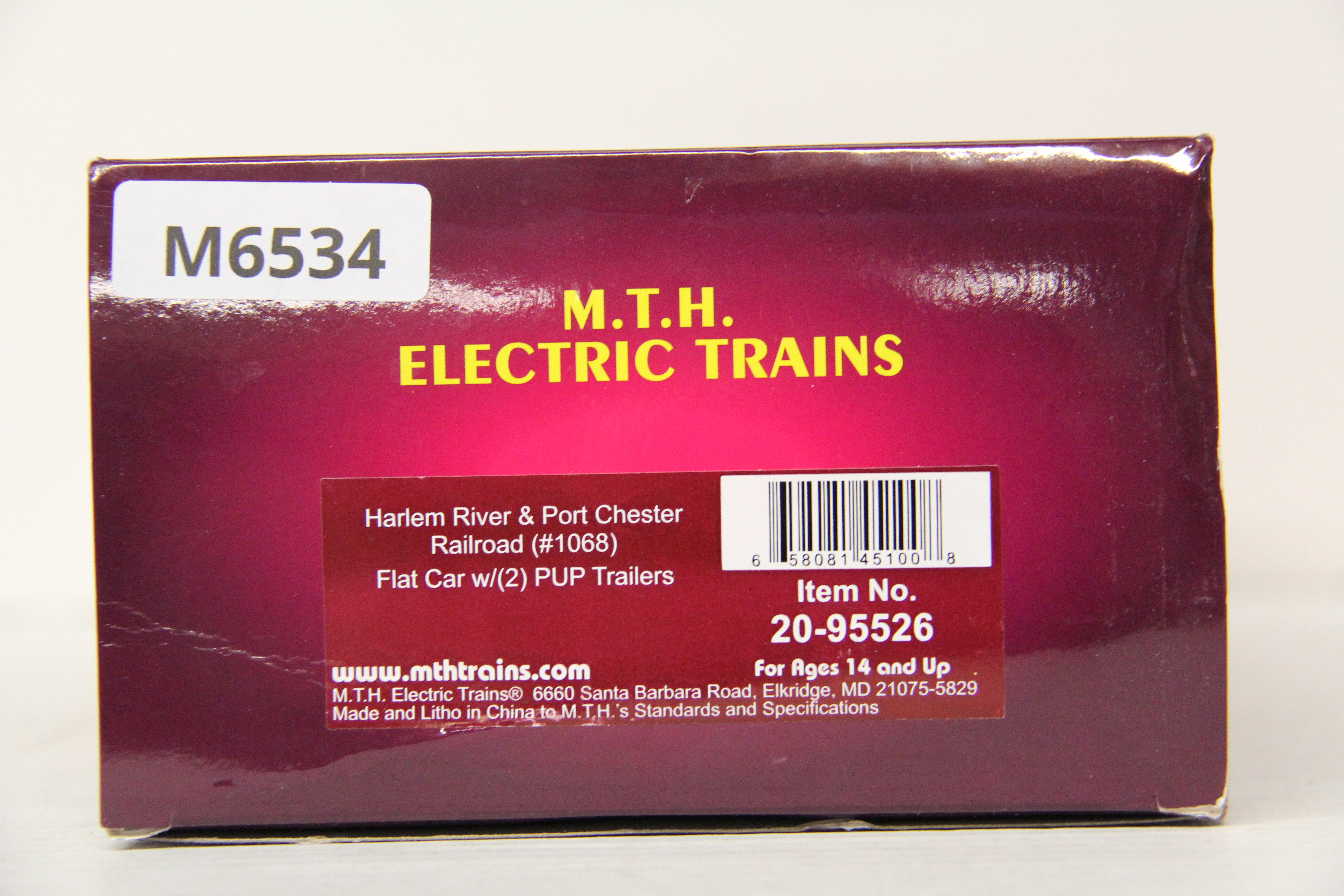 MTH 20-95526 Harlem River & Port Chester Railroad Flat Car w/ 2 PUP Trailers-Second hand-M6534